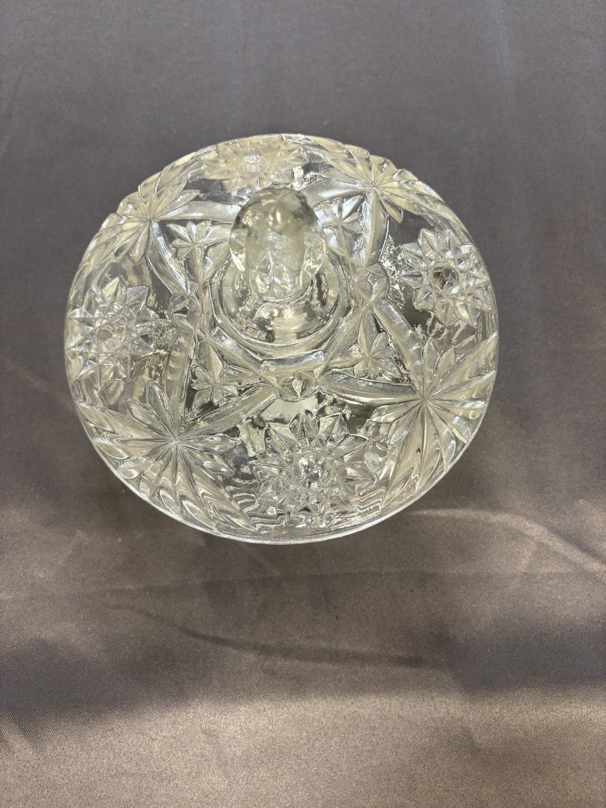 Anchor Hocking Candy Dish With Lid Rested glass Early American Star Pattern 7”
