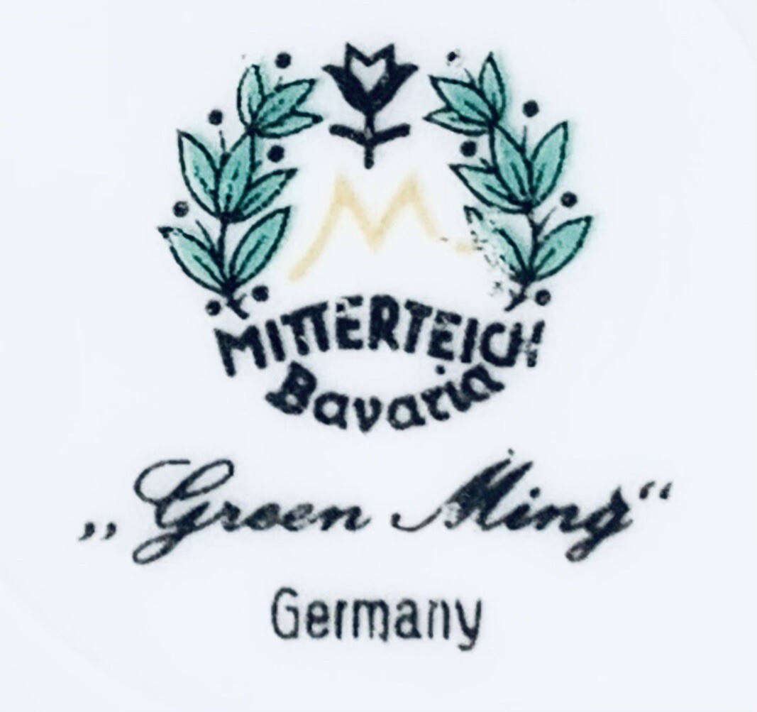Mitterteich GREEN MING 9901 Flowers Gold Scalloped Saucer Bavaria Germany NEW