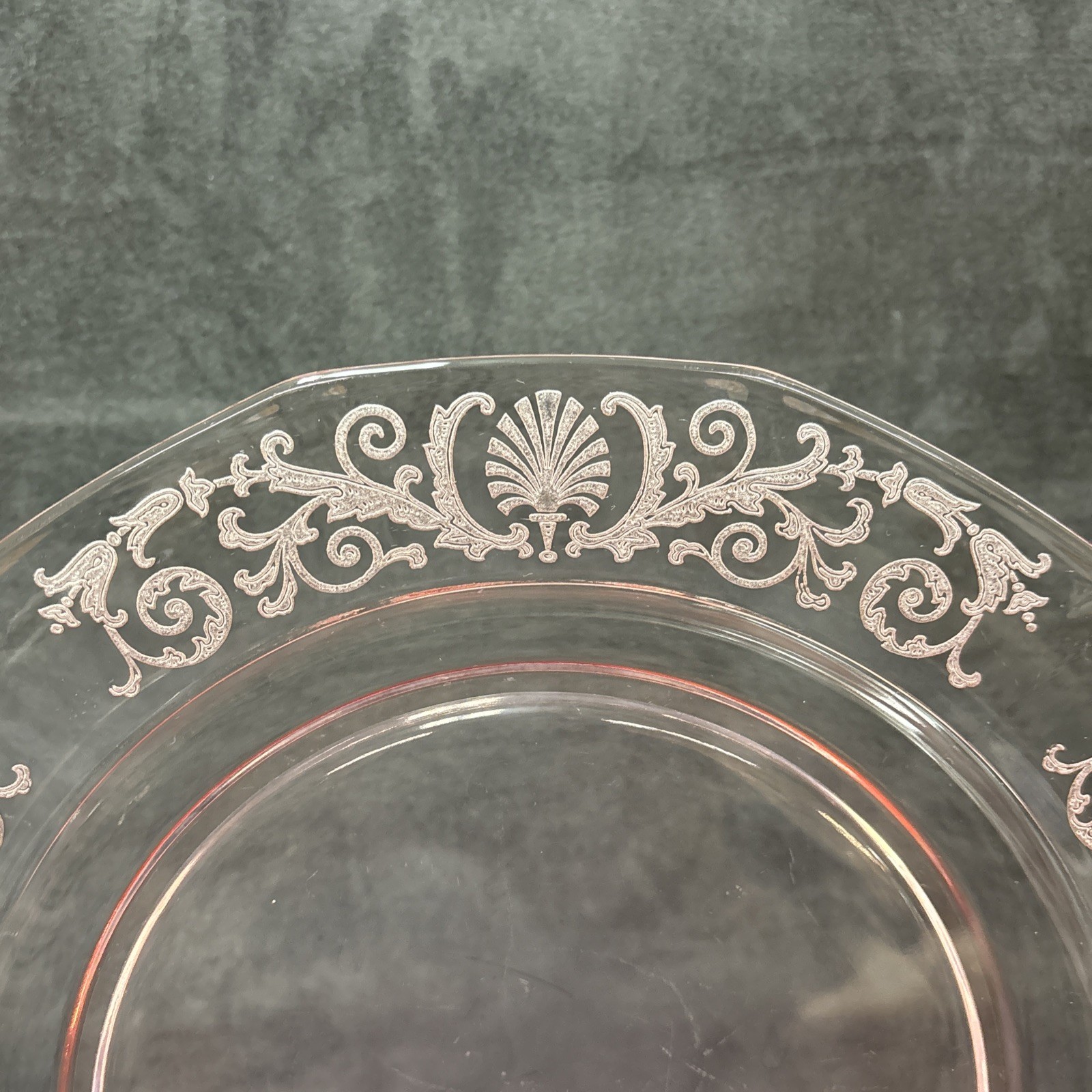 Fostoria VERSAILLES- PINK Etched Design (Large) Dinner Plate 10 1/4 inches
