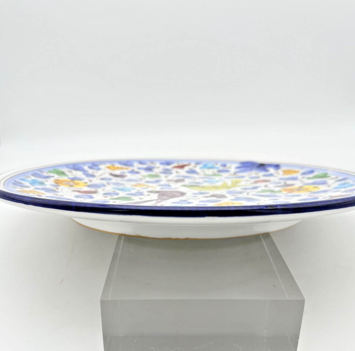 Vintage FIMA Deruta Italy Hand Painted Majolica Charger 12″ Birds Floral Plate