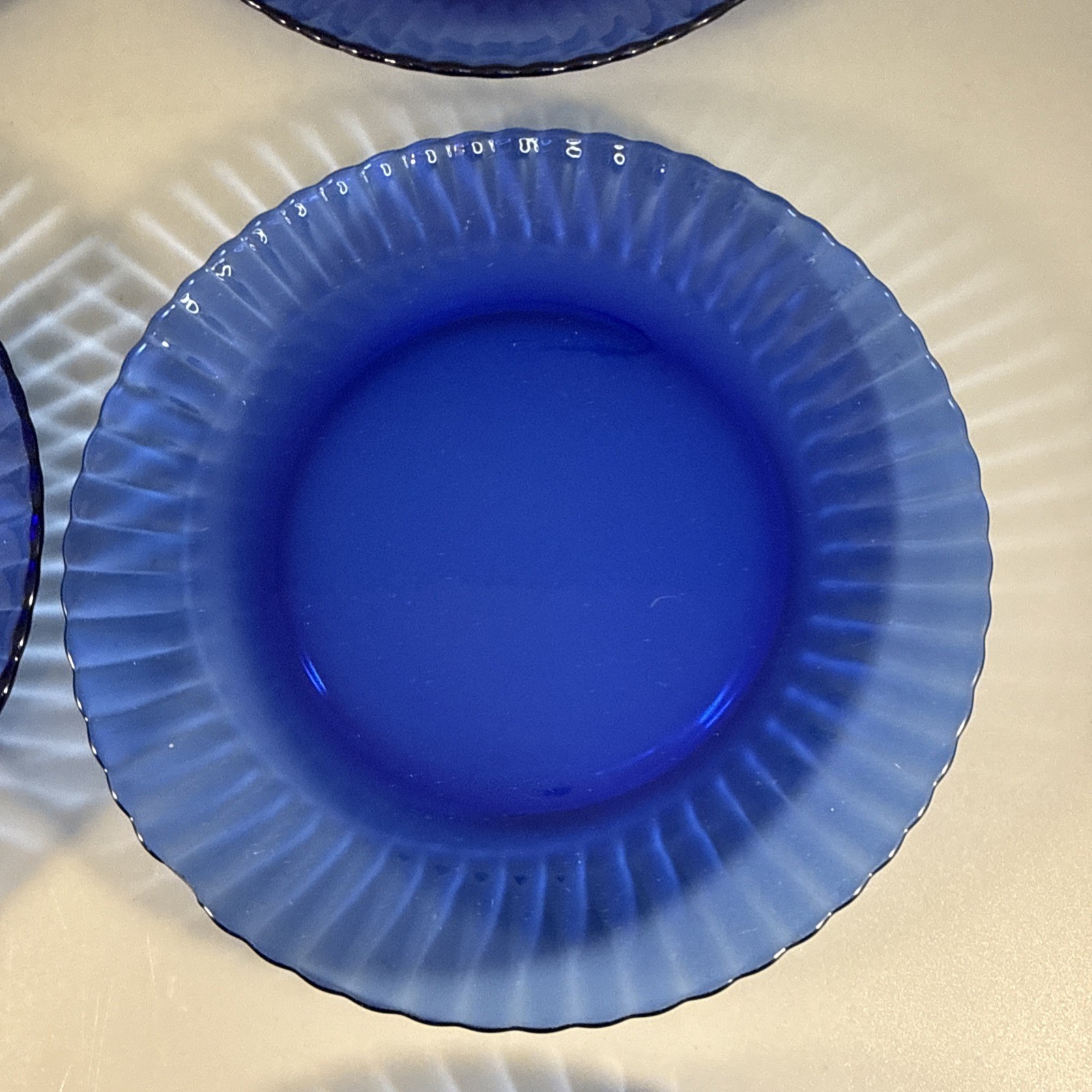 Set Of 6 Colorex Cobalt Blue Glass 7.25 Inch Salad Dessert Plate Made In Brazil