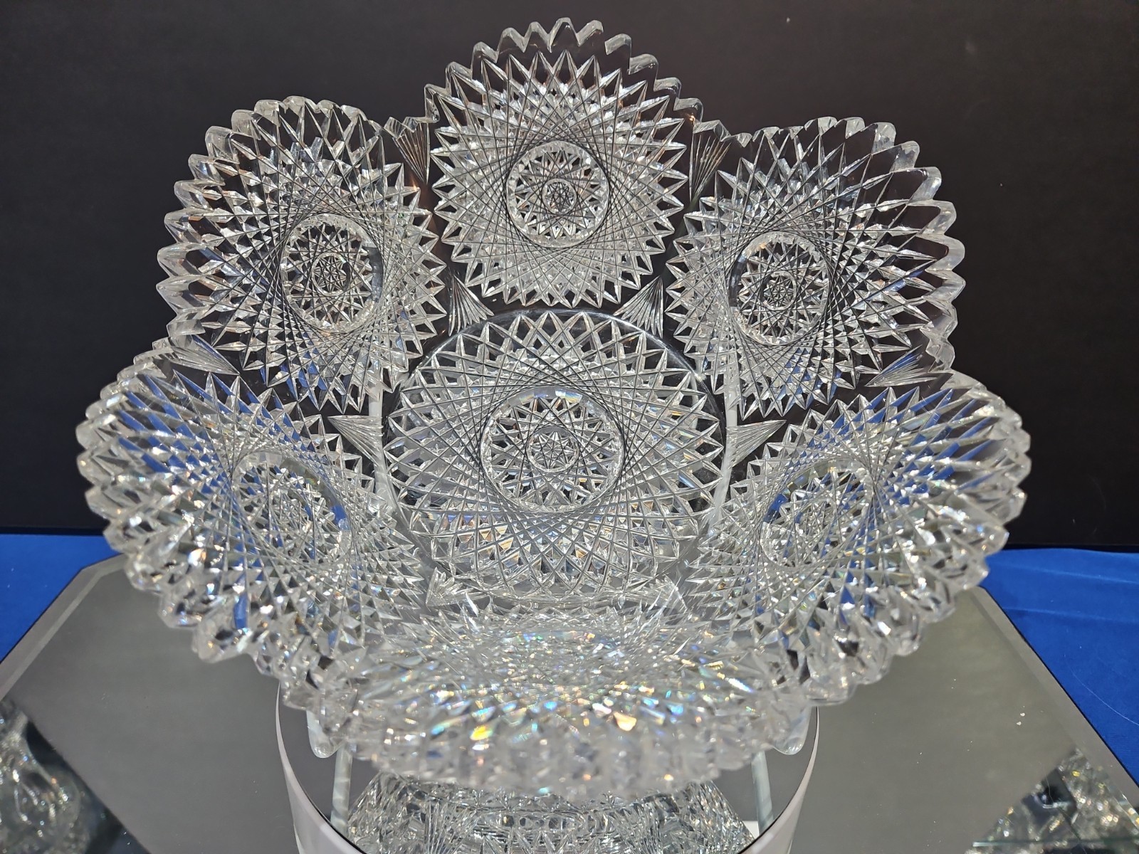 Extra Thick Bowl c.1900 American Brilliant Period Cut Glass Crystal Krantz Smith
