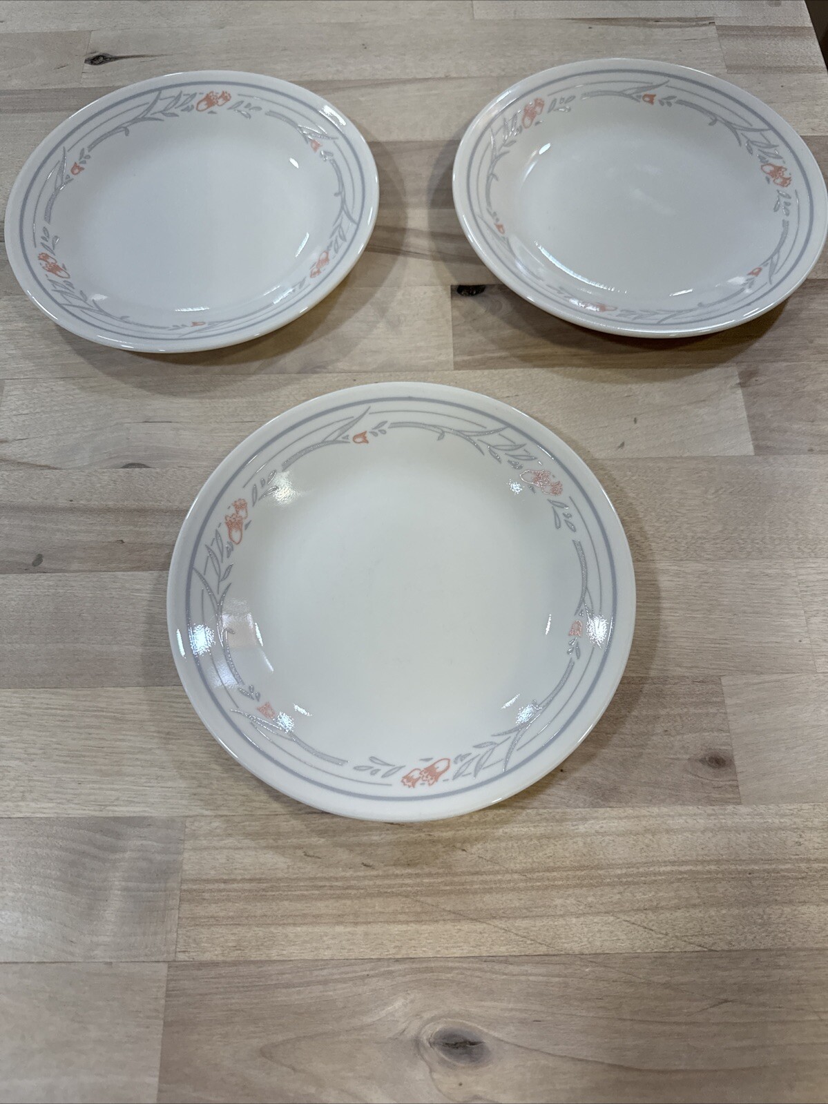 Set of 3 Corelle Corning Rosemarie Tulip 6-3/4″ Bread Dessert Plates