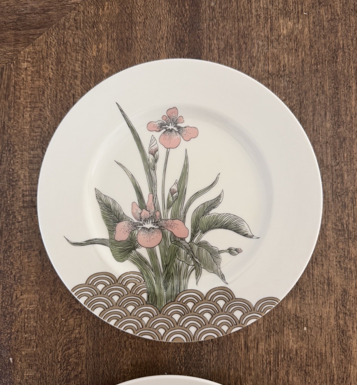 Vintage 1970s Fitz and Floyd Water Iris Porcelain Salad Plates (2)