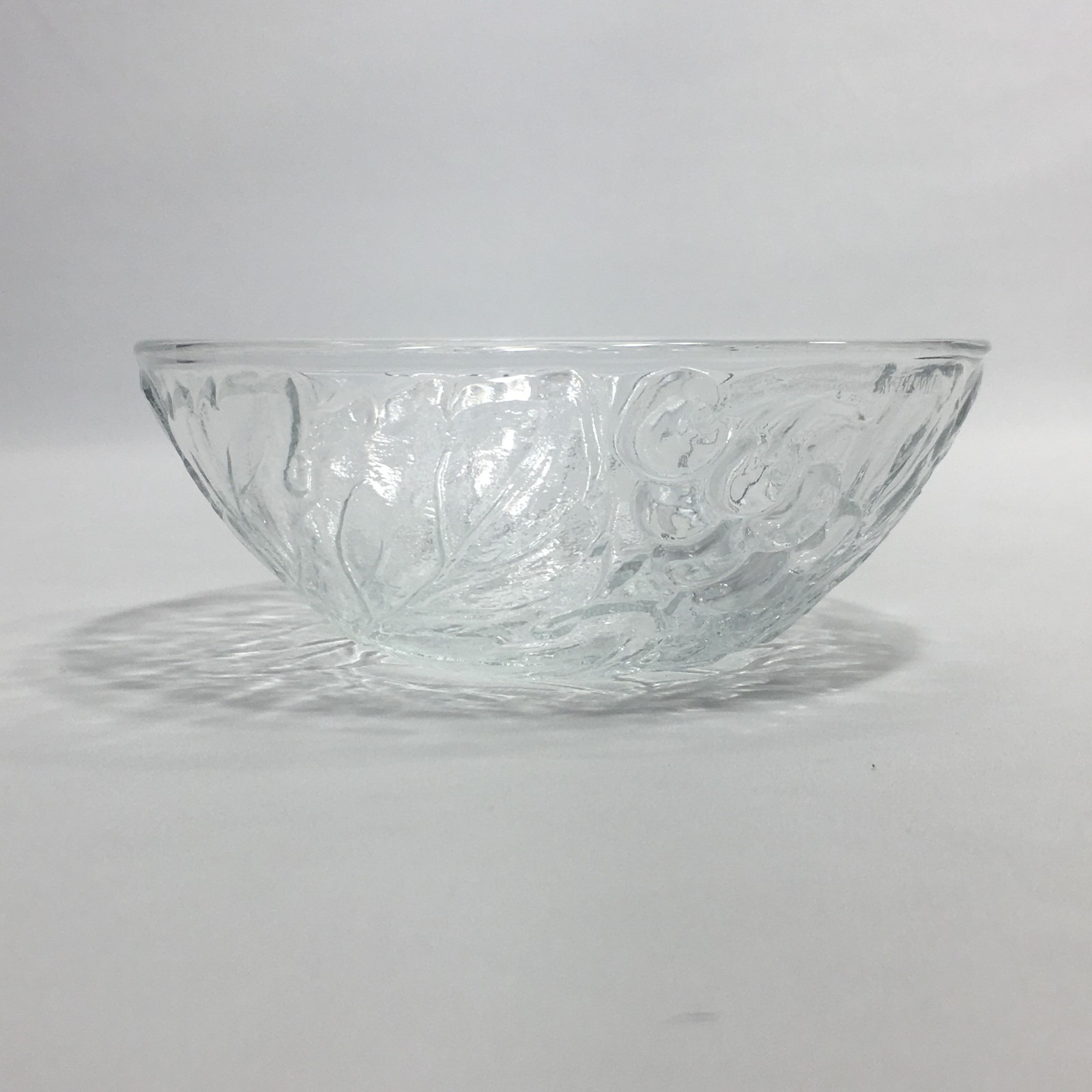 3 KIG Indonesia Vintage Embossed Salad Bowl 6″ Clear Glass Harvest Grape