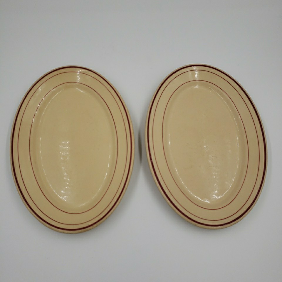 Clarks Store Fixture Co Wellsville China Oval Plate Platter 2PC Flint Michigan