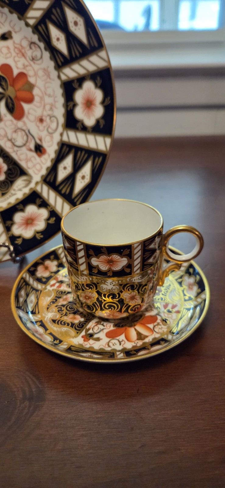 Royal Crown Derby Traditional Imari Handpainted Salad Plate Cup Saucer 3pcs