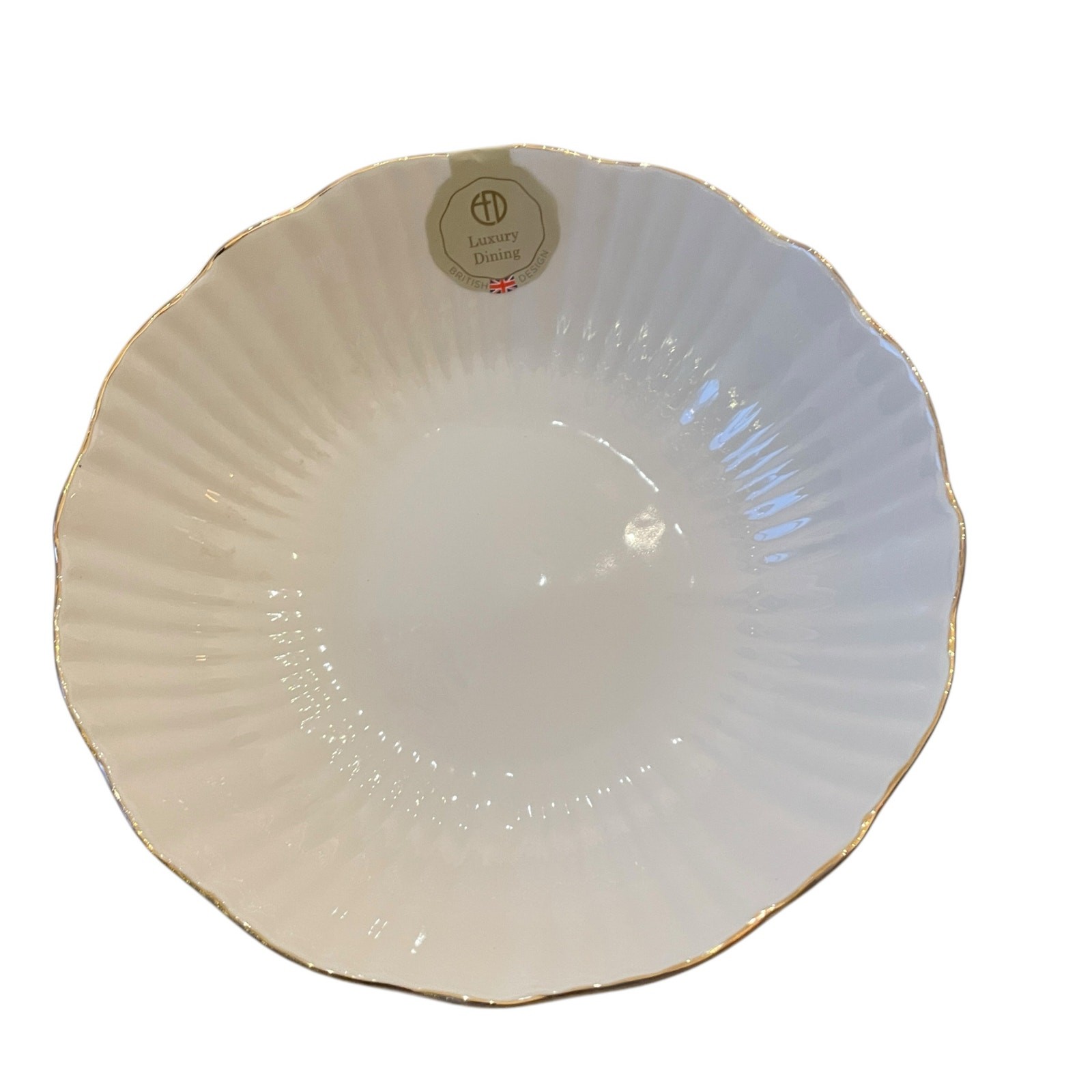 Eaton Fine Dining Porcelain 8.5in Pasta Bowl Set of 4 Aubrey White Gold Trim New