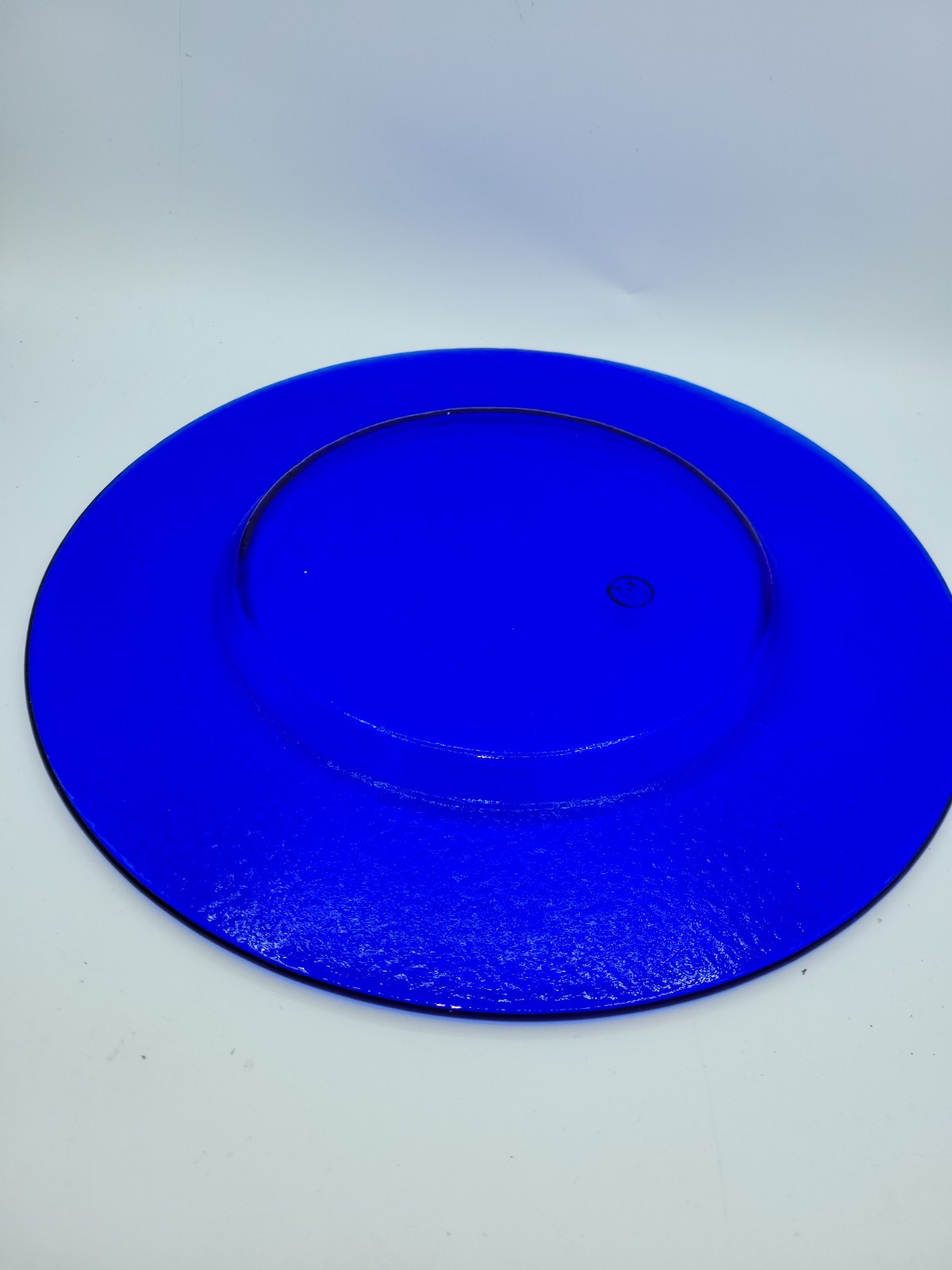 Effetre? Italy Cobalt Blue Art Glass Textured Platter Serving Plate 13″
