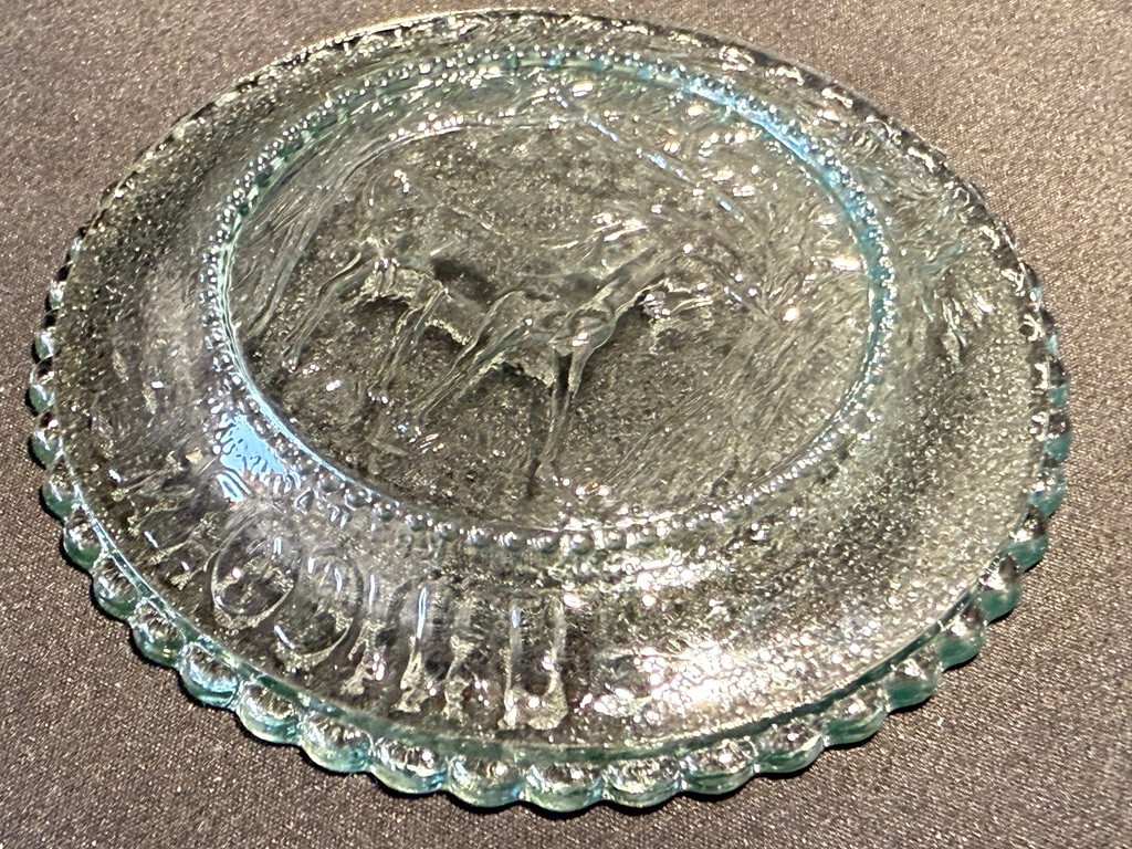 Green Vaseline glass Unicorn plate tea cup horse uranium pony saucer selenium 3″