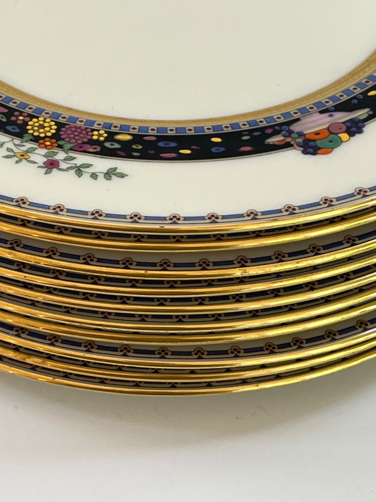 11 Lenox X-54 1830/X-54 Enamel & Gold Encrusted Service Buffet Dinner Plates