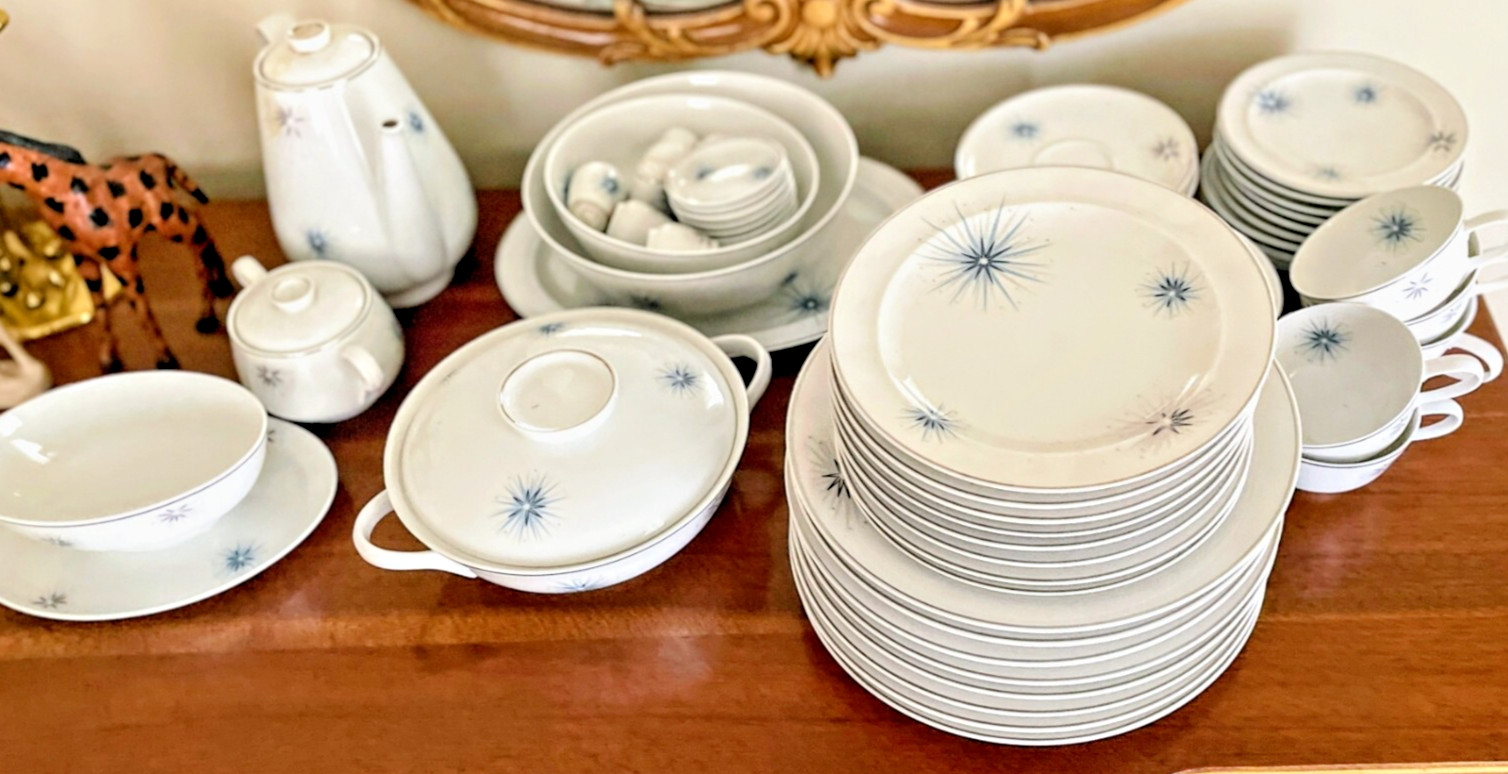 MCM Easterling “Celestial” Atomic china and serveware various pieces