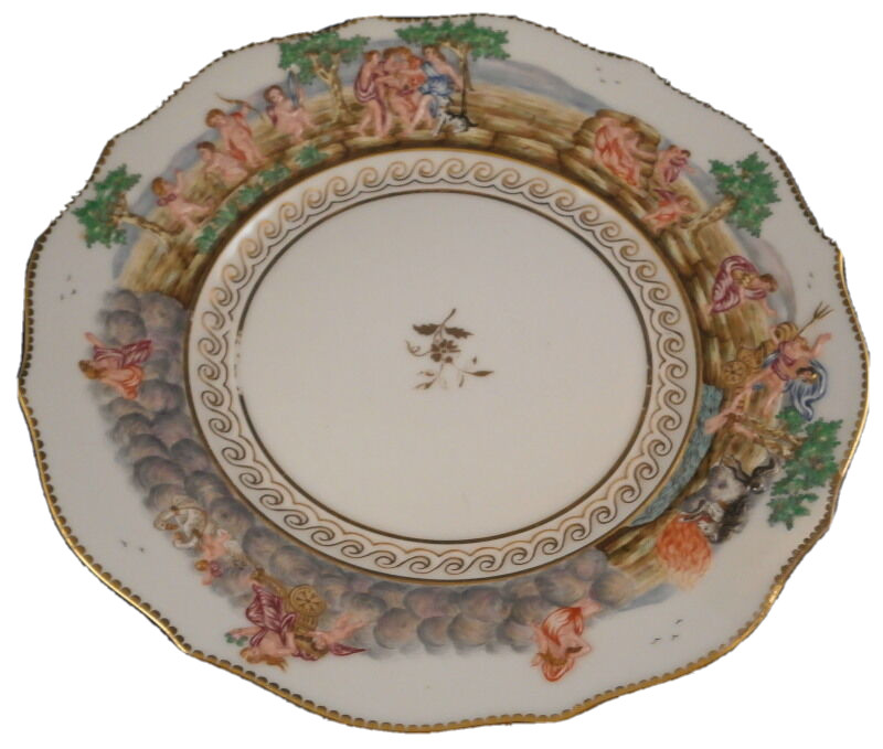 Antique Ginori Doccia Porcelain Capodimonte Relief Scene Plate Porzellan Scenic