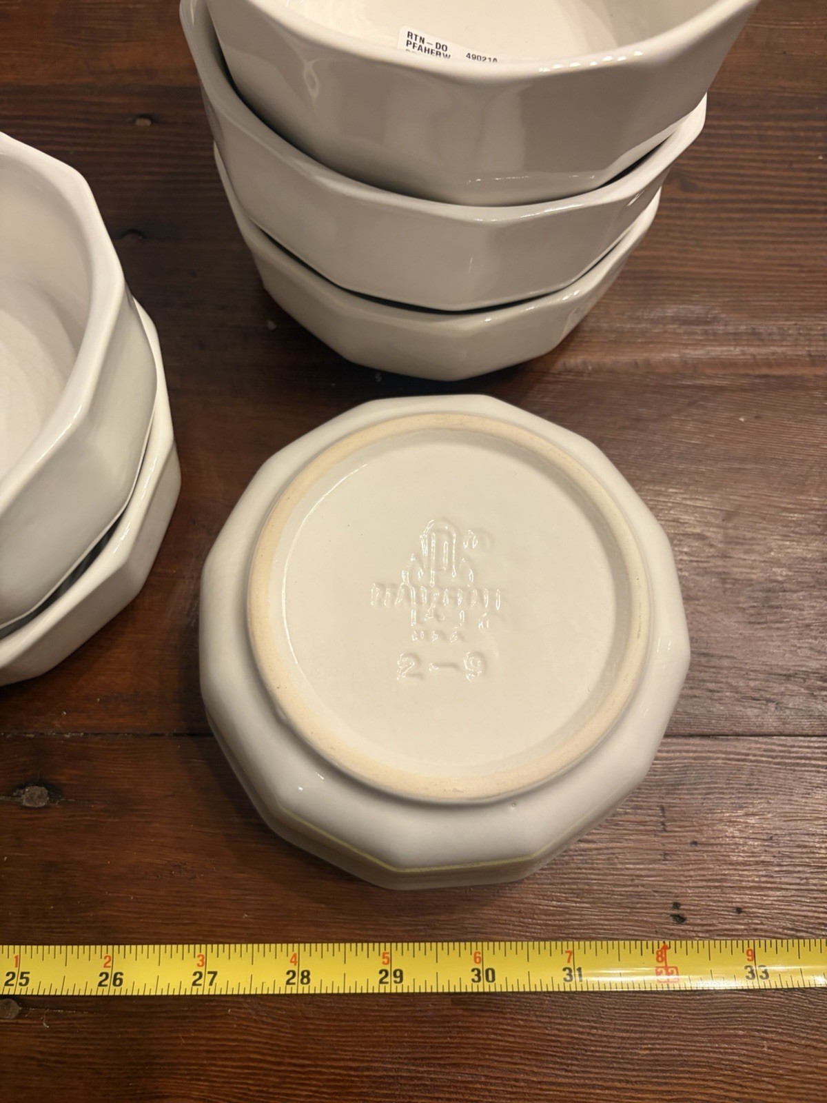 Set of 6 Pfaltzgraff Heritage White Octagonal 5.5″ Soup/ Cereal Bowls 14