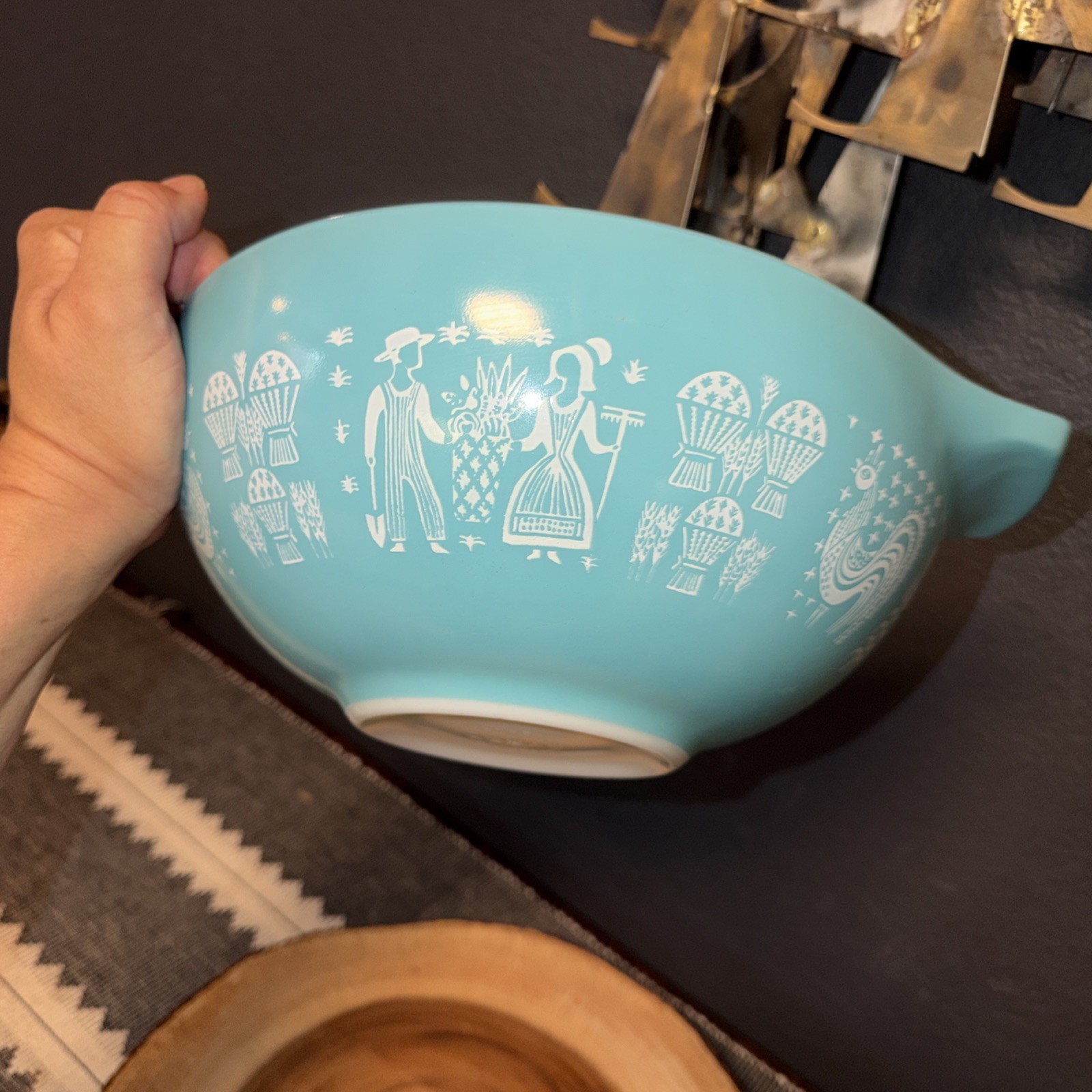 VTG Pyrex Amish Blue Butterprint Cinderella Dbl Spout Nesting Bowls Set of 3