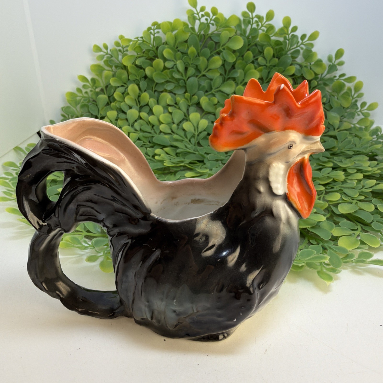 Antique Royal Bayreuth Bavaria Rooster Creamer Pitcher RARE!! 4.25 T Porcelain
