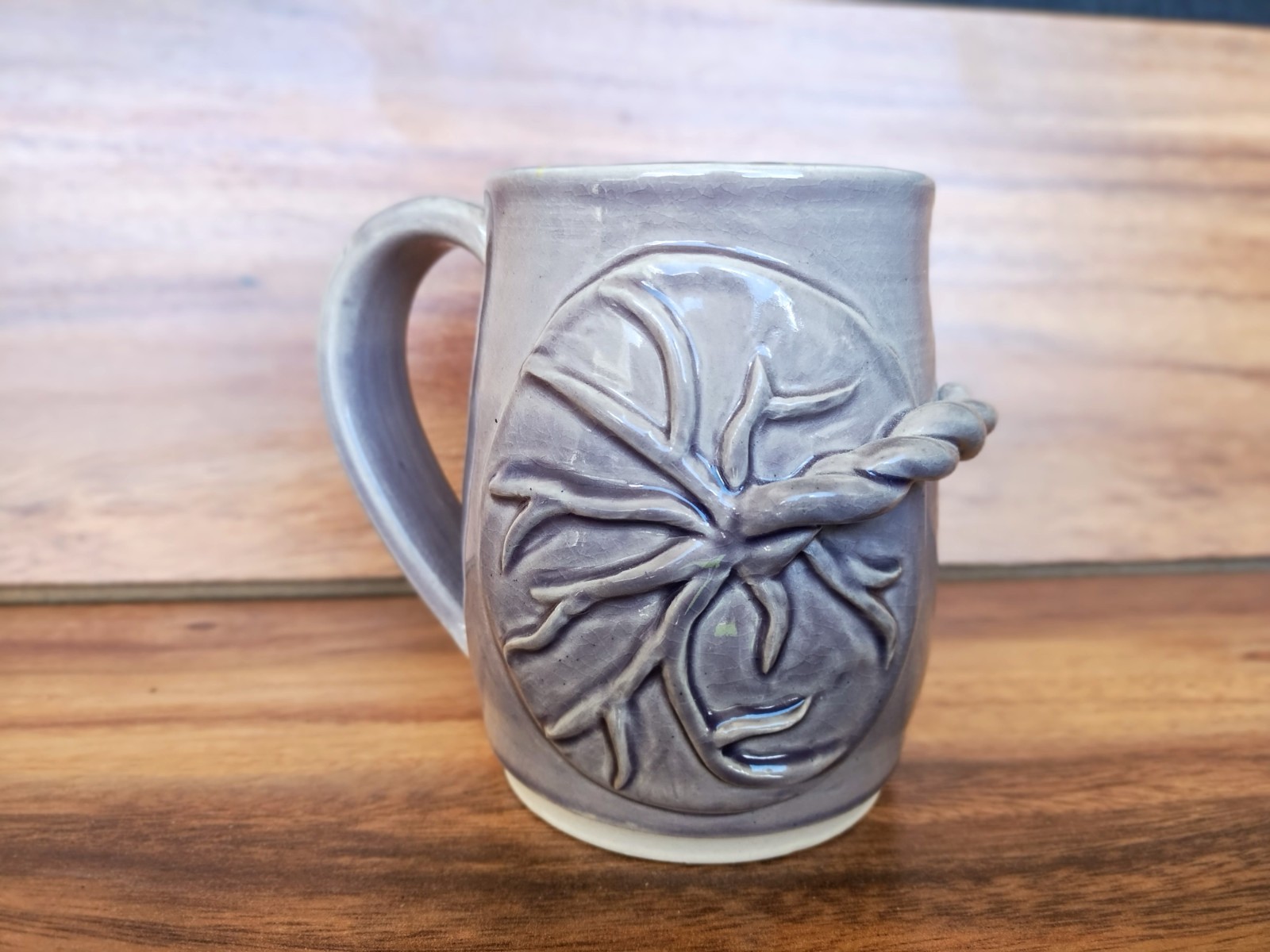 Unique Handmade Artisan Placenta Ceramic 15 oz Lavender Mug