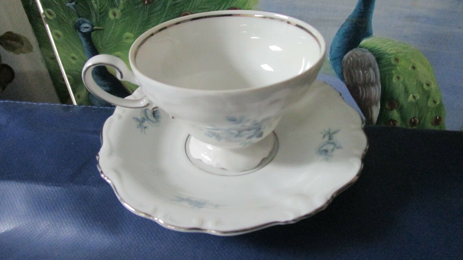 Johann Haviland Blue Bouquet Platinum Setting 7pcs /Cups Saucers/Trays Pick1