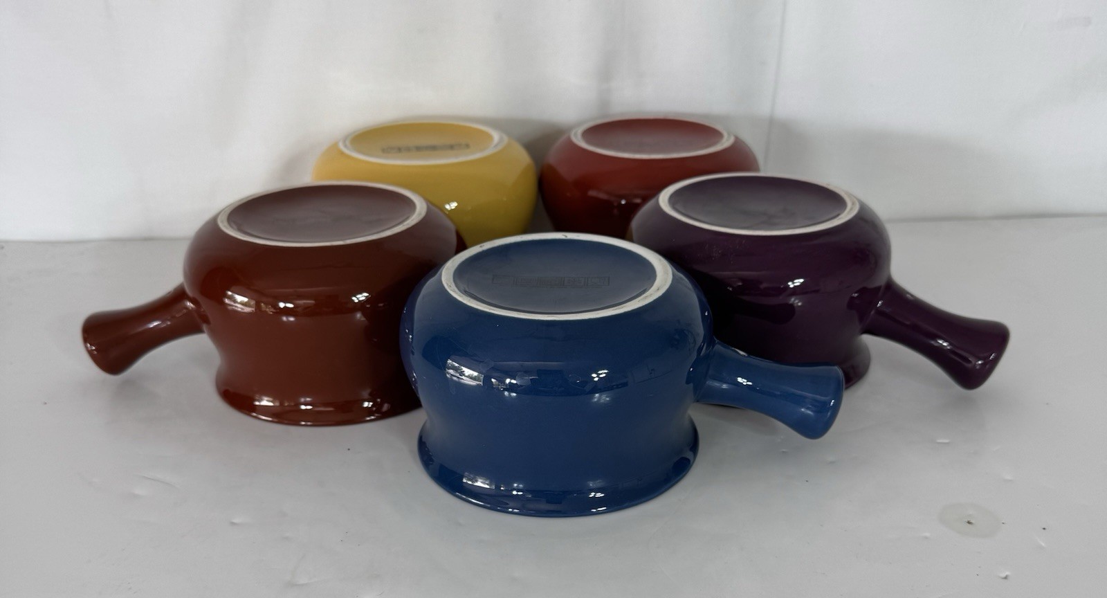 Stoneware Soup Bowl Mugs Set of 5 Multicolor Rustic Pottery Chili Bowls