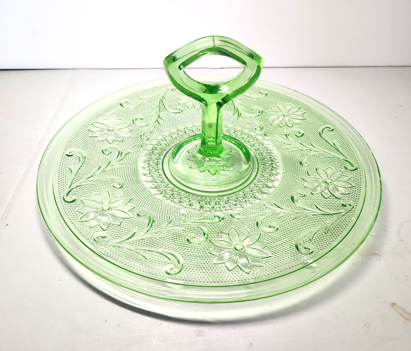 Indiana Glass Chantilly, Sandwich, Tidbit Handled Tray 1920s