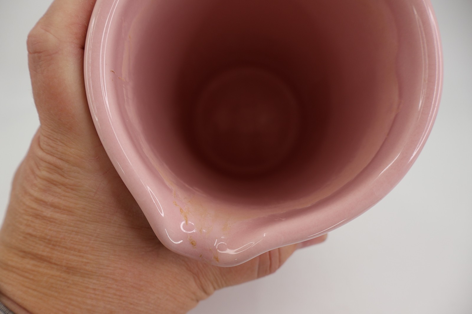 Baldelli Coriano Italy Hand Painted Ceramic Pitcher Pink Teal Stripe Textured