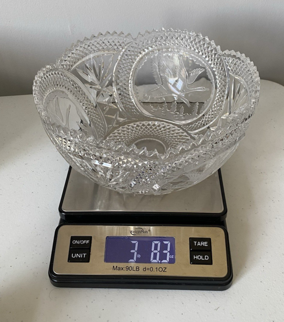 Antique ABP American Brilliant Period Cut Crystal 8.25″ Bowl Saw-Tooth Edge