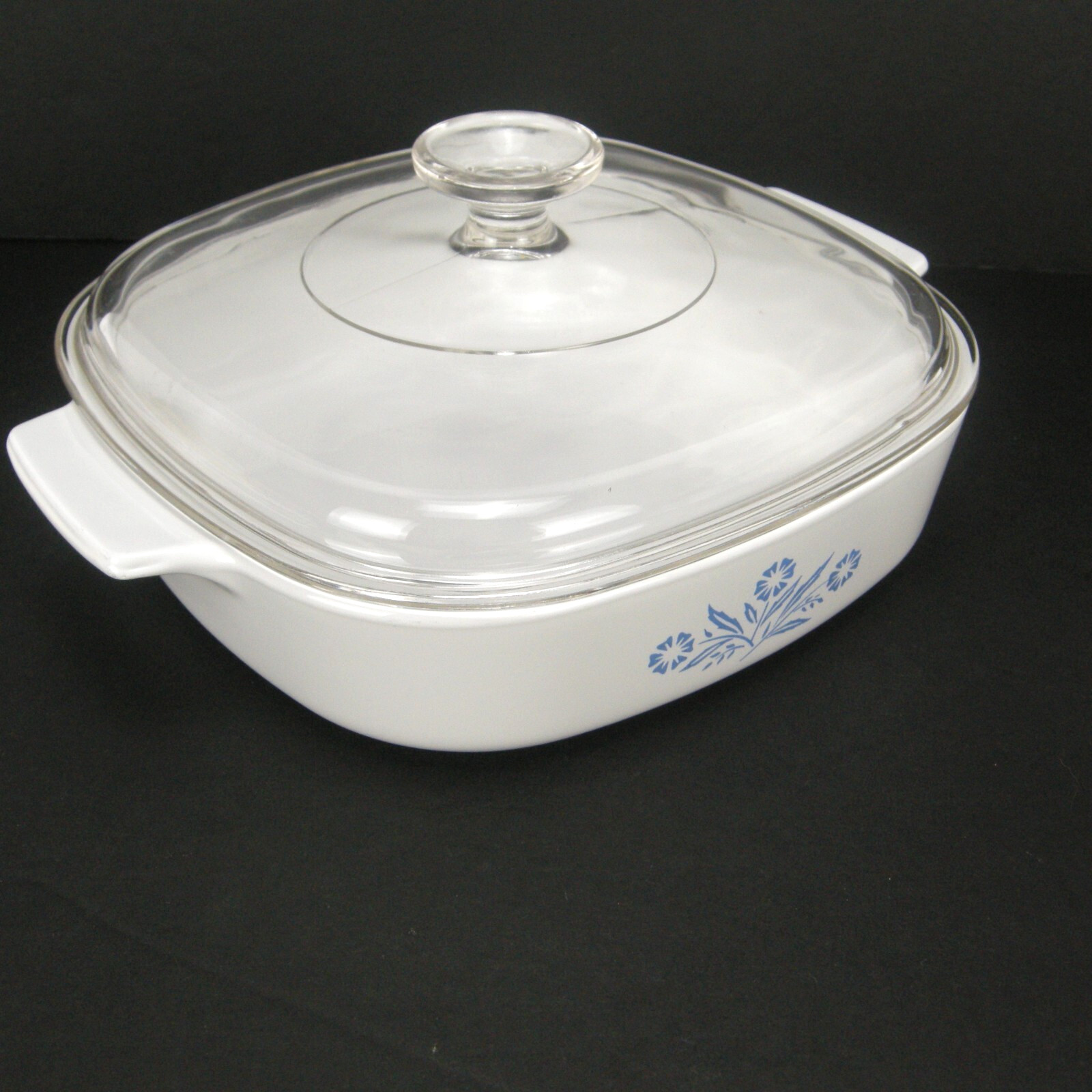 Corning Ware Blue Cornflower 1.75 Qt Casserole Dish Pyrex Lid Plastic Snap Cover