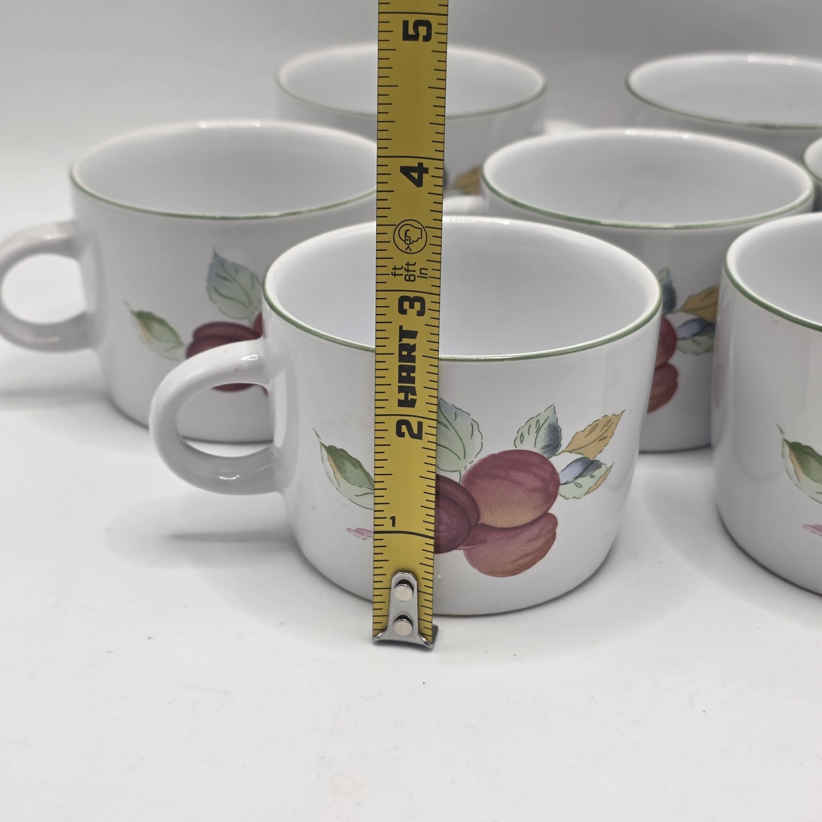Vintage NEWCOR Garden Fresh Fruit Coffee Cups Set 7 Stoneware Farmhouse Country