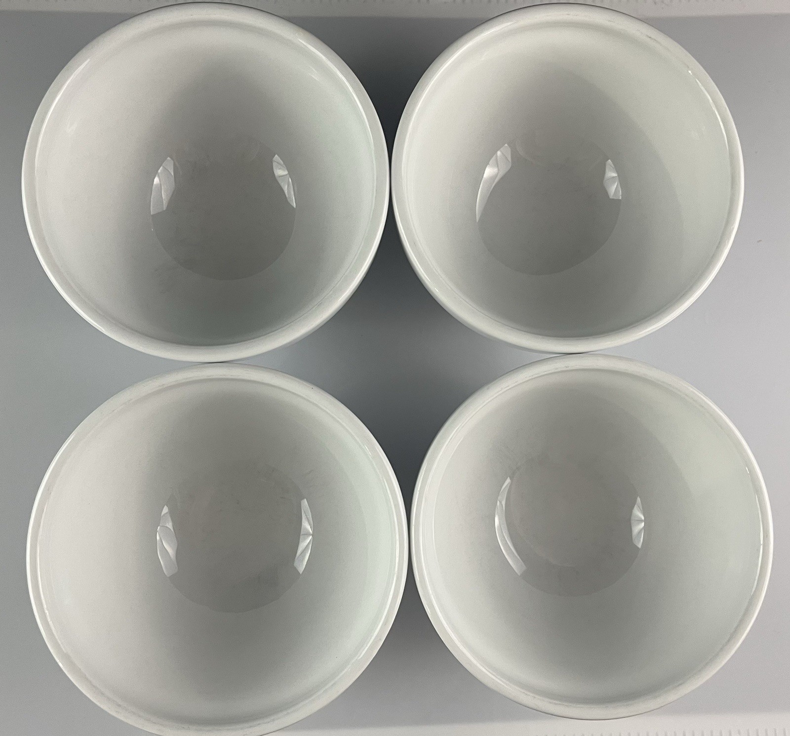 Vintage Naaman Israel White Fine Porcelain Small Bowls Set of 4 Stackable 5″