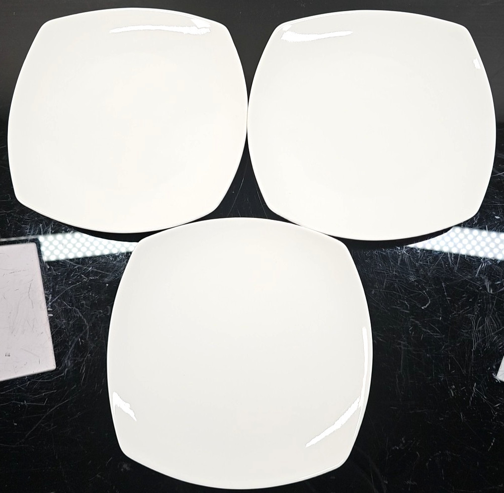 3 Churchill Recline Square Salad Plate Set White Elegant Serving Dining Dish Lot