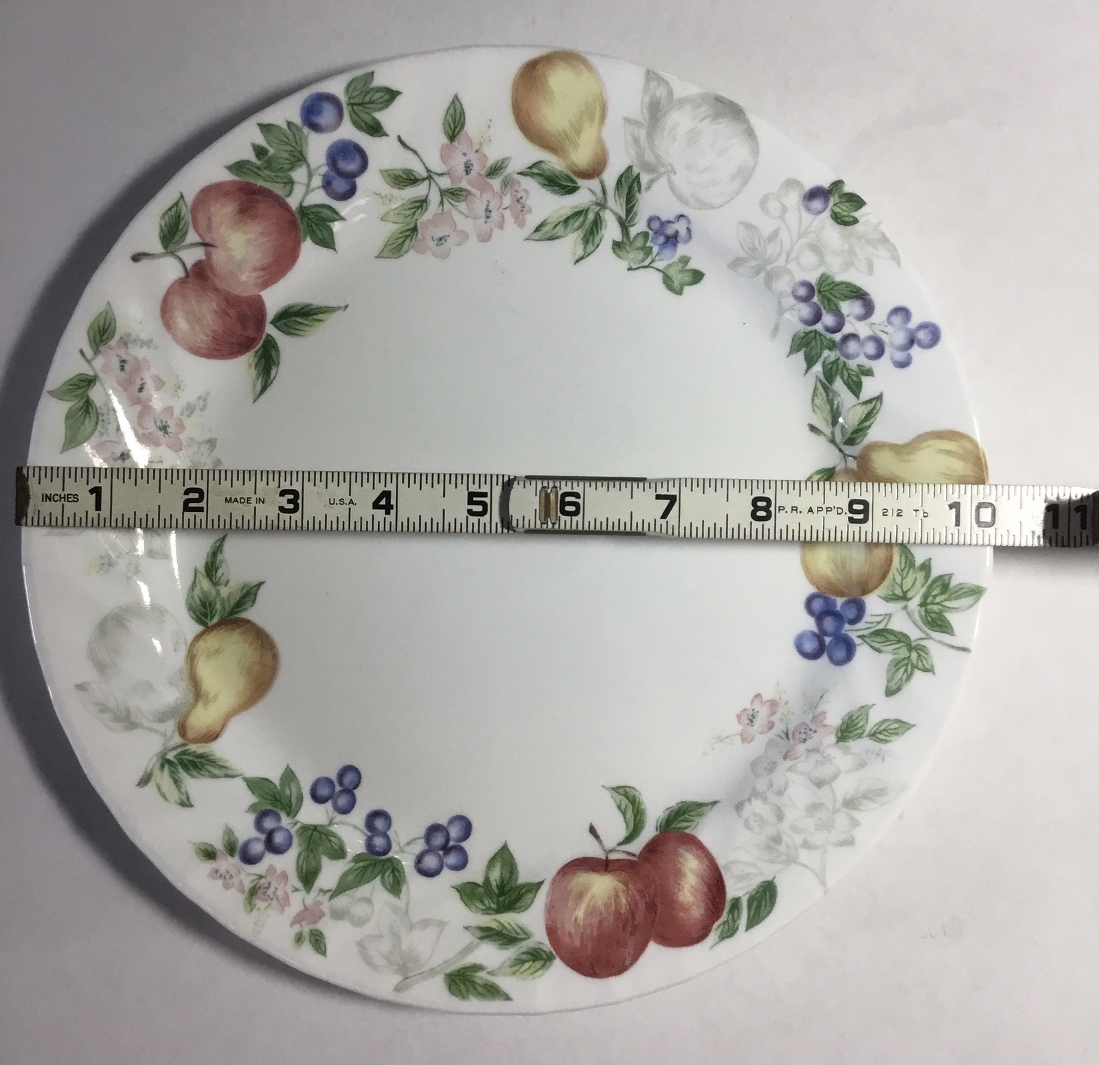 CORELLE CHUTNEY Swirl Fruit Pattern 8 pcs, 4 DINNER 10.25″ & 4 SALAD/BREAD 7.25″