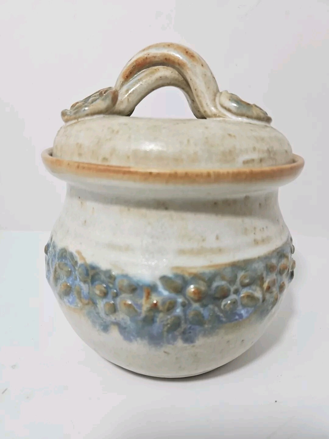 Handmade Studio Art Pottery Kitchen Canister Jar Set Of 3 Blue Gray Tan Windsor