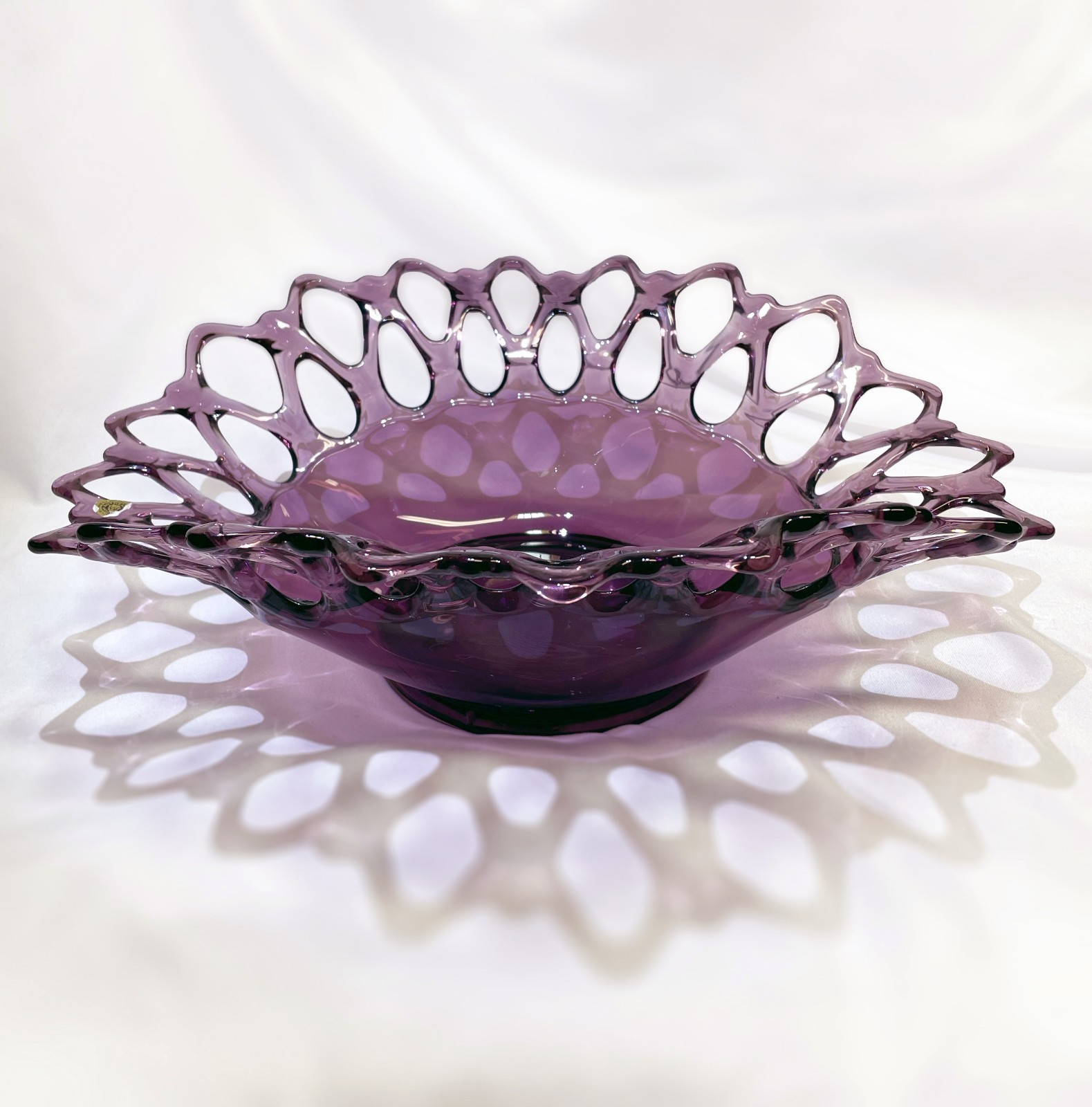 Vintage Westmoreland Purple Amethyst Glass Doric Lace Edge Bowl