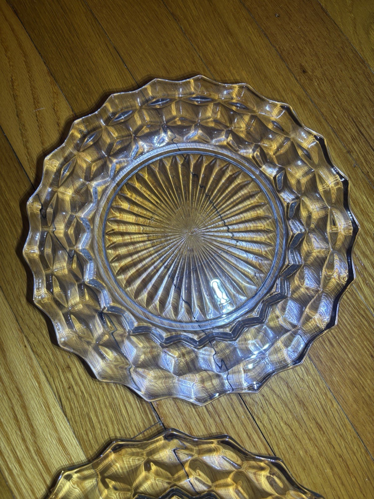 Set of 4 Fostoria American 9 1/2″ Dinner Plates Cube Cubist Square