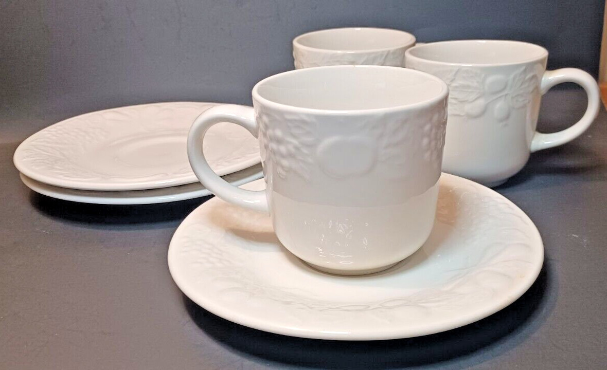 Fruit by Gibson Housewares Cups and Saucers Set of THREE (3)