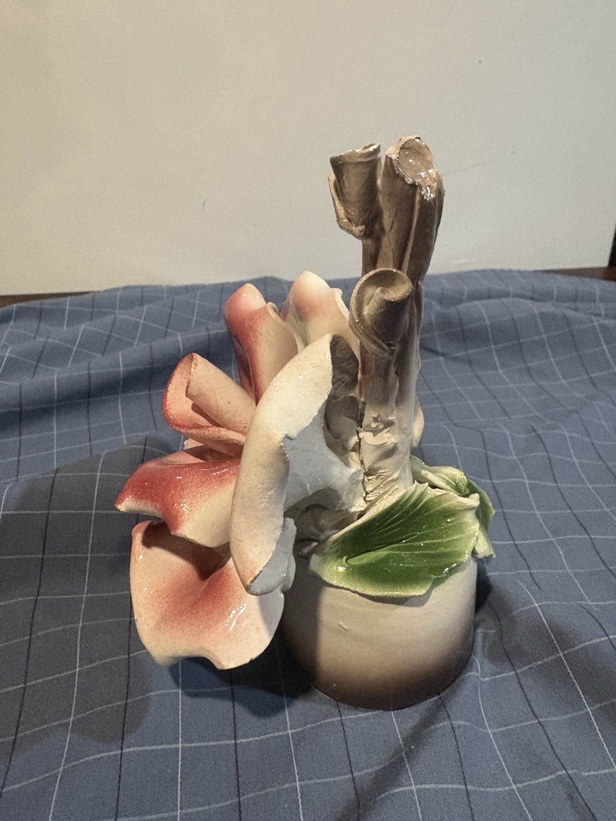 4 Vintage 1920’s Italian Capodimonte Flowers Roses Handmade In Italy