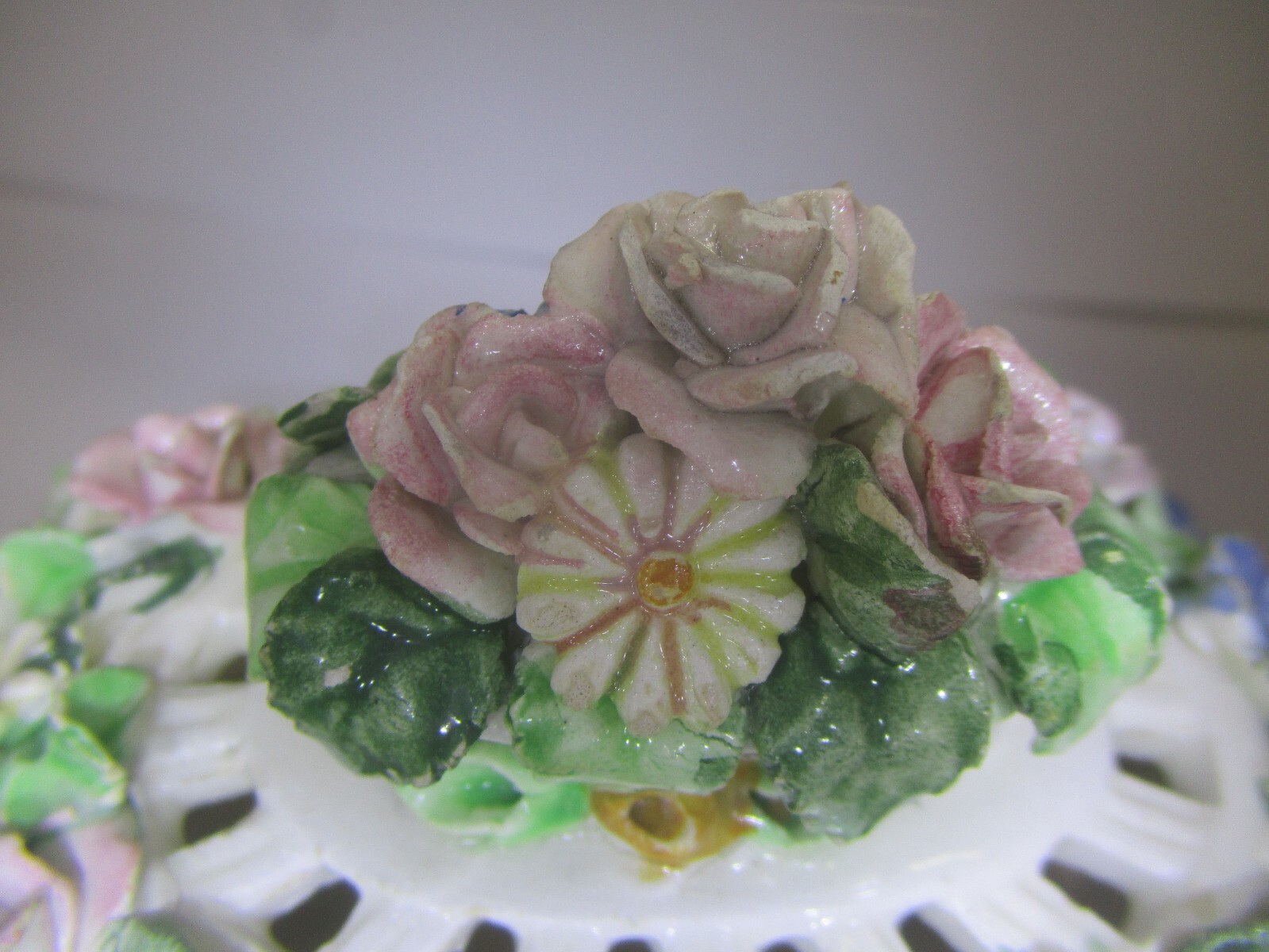 Capodimonte? Pierced Floral Porcelain Covered Bowl