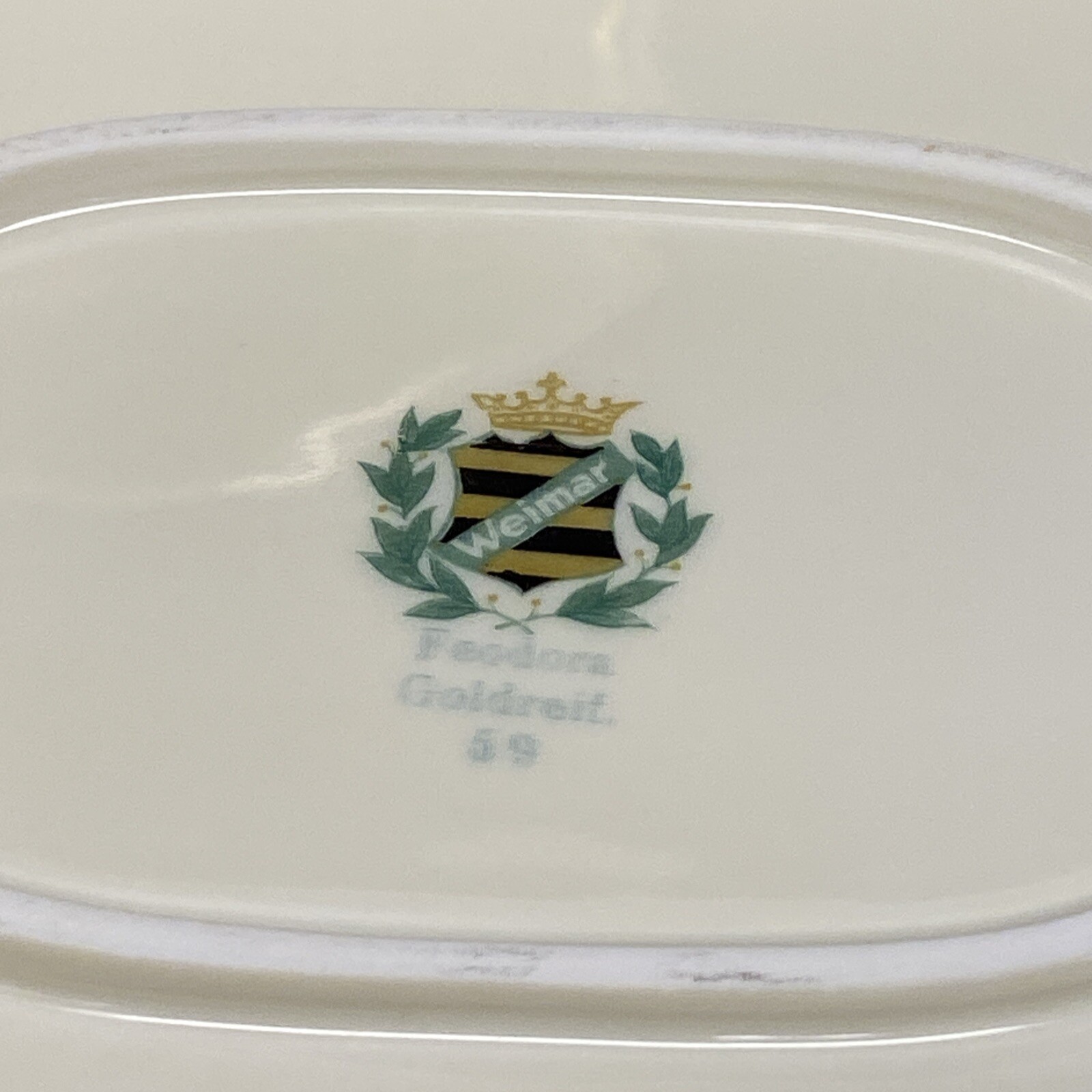 3 Vtg. Weimar Feodora Goldreif Ivory 16 1/2” – 15” – 13” Oval Serving Platter’s