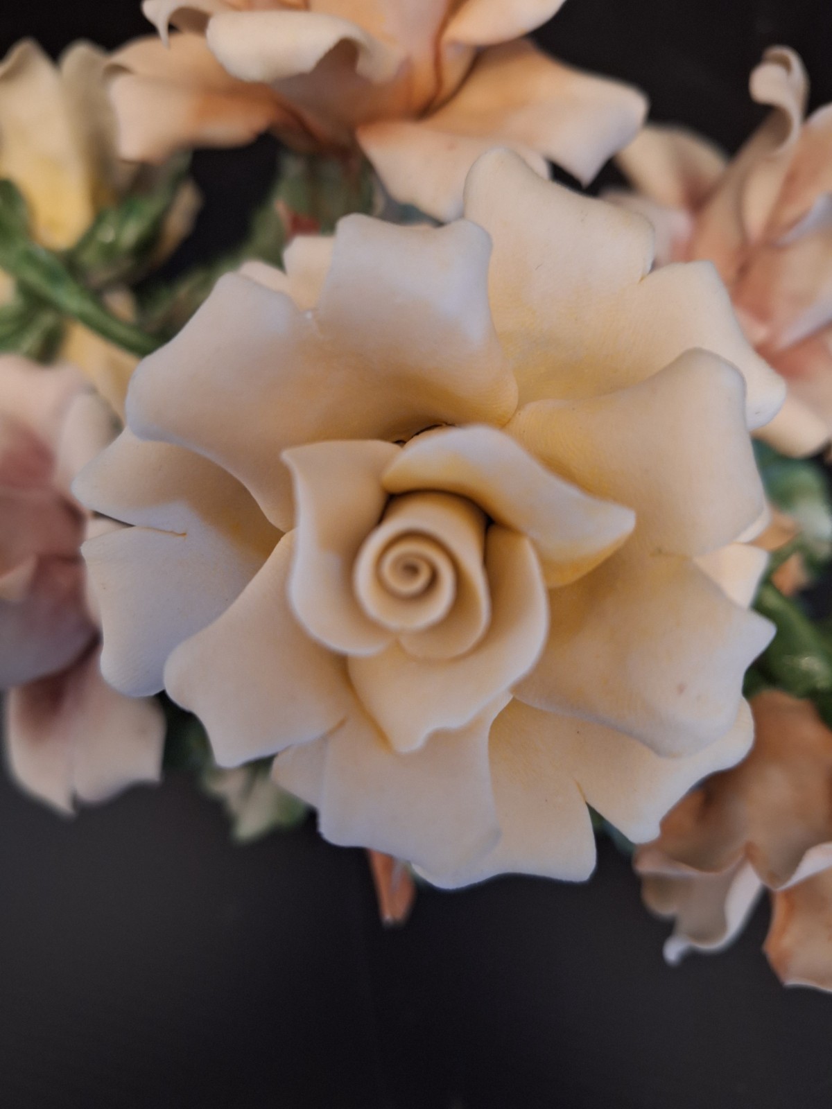 vintage Capodimonte porcelain floral centerpiece