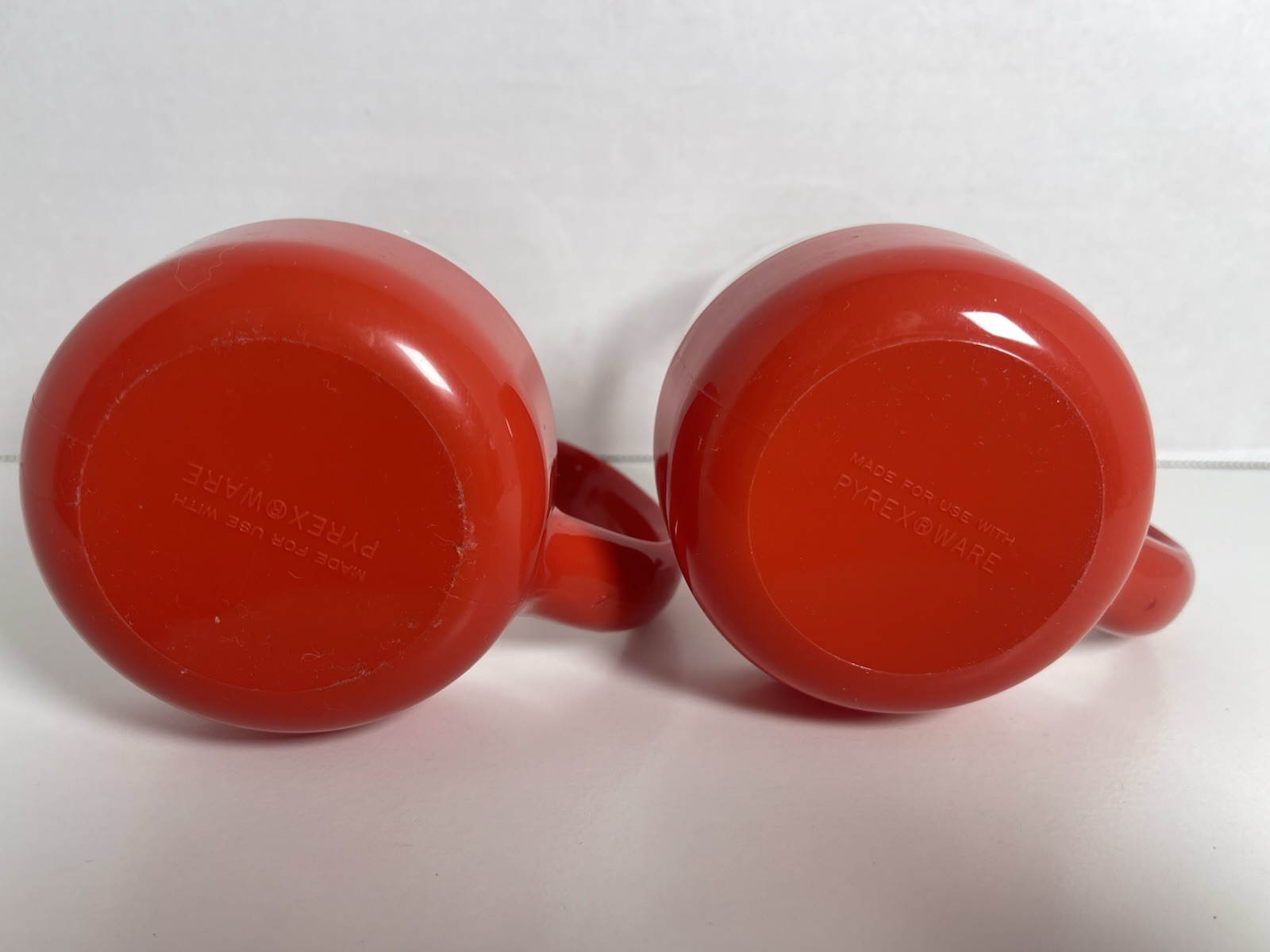 Pyrex Red Snap In Glass Cup Pyrexwear Mid Century Vintage Set Of 2