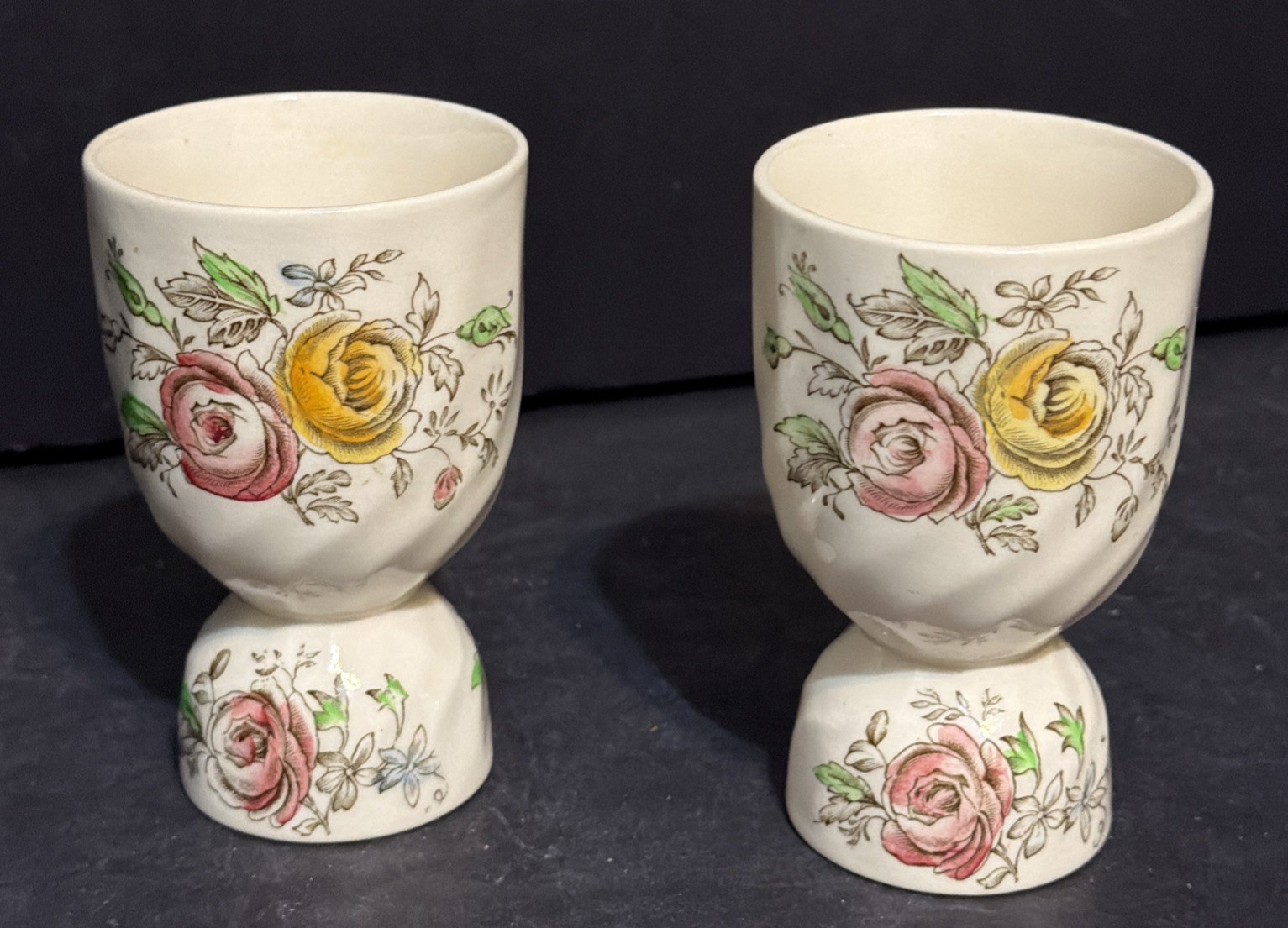 Vintage Johnson Bros Brothers Sheraton Set of 2 Double Egg Cups England