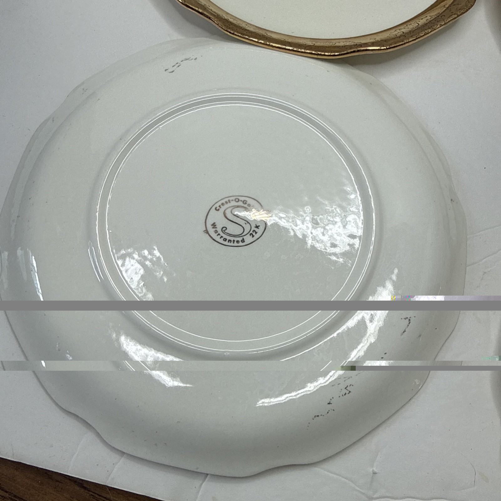 Vintage Sabin CREST-O-GOLD 22kGold Warranted 9In 4 Plates 5In 1 Bowl, Cup Saucer