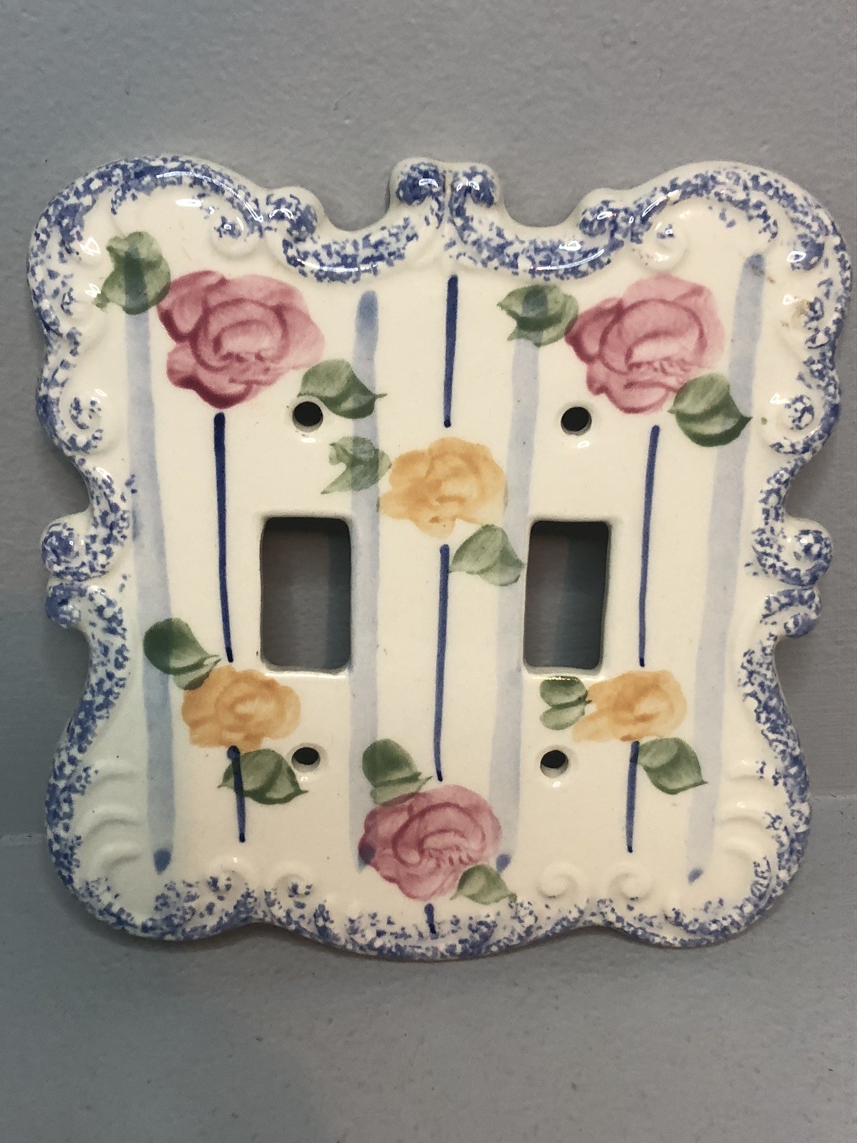Vintage Double Light Switch Wall Plate Roses Cottage Core – Pottery by Levine