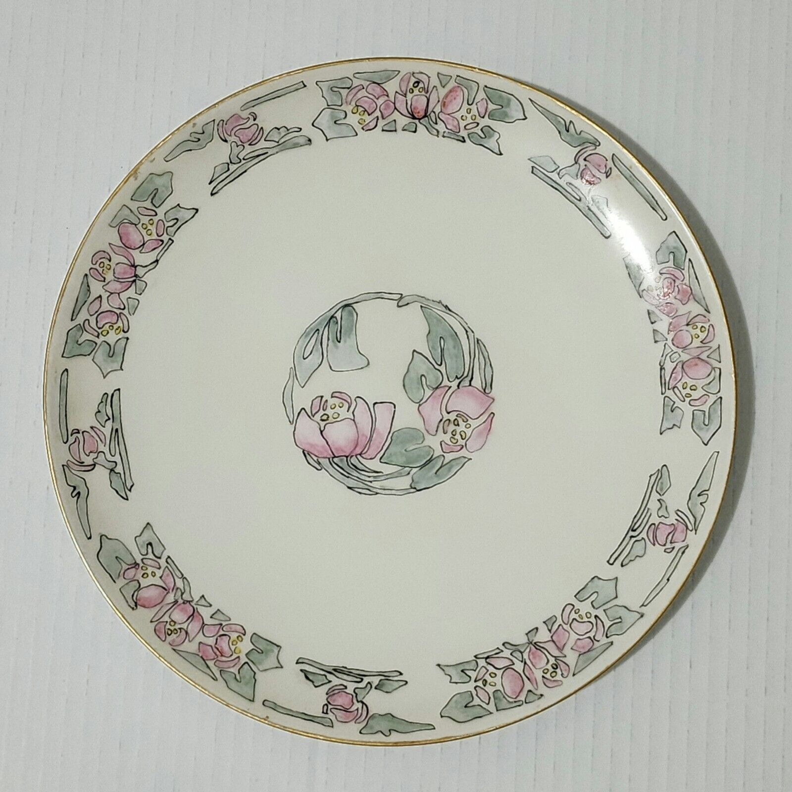 Antique Haviland Limoges France Plate Wild Roses Hand Painted Signed Carmichael
