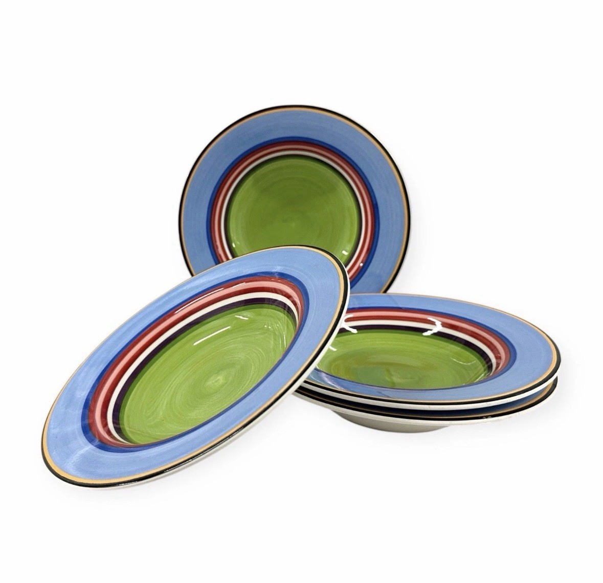 Vintage Salsa by Block 8 3/4” Rim Soup Bowls Multicolor Stripes Set of 4