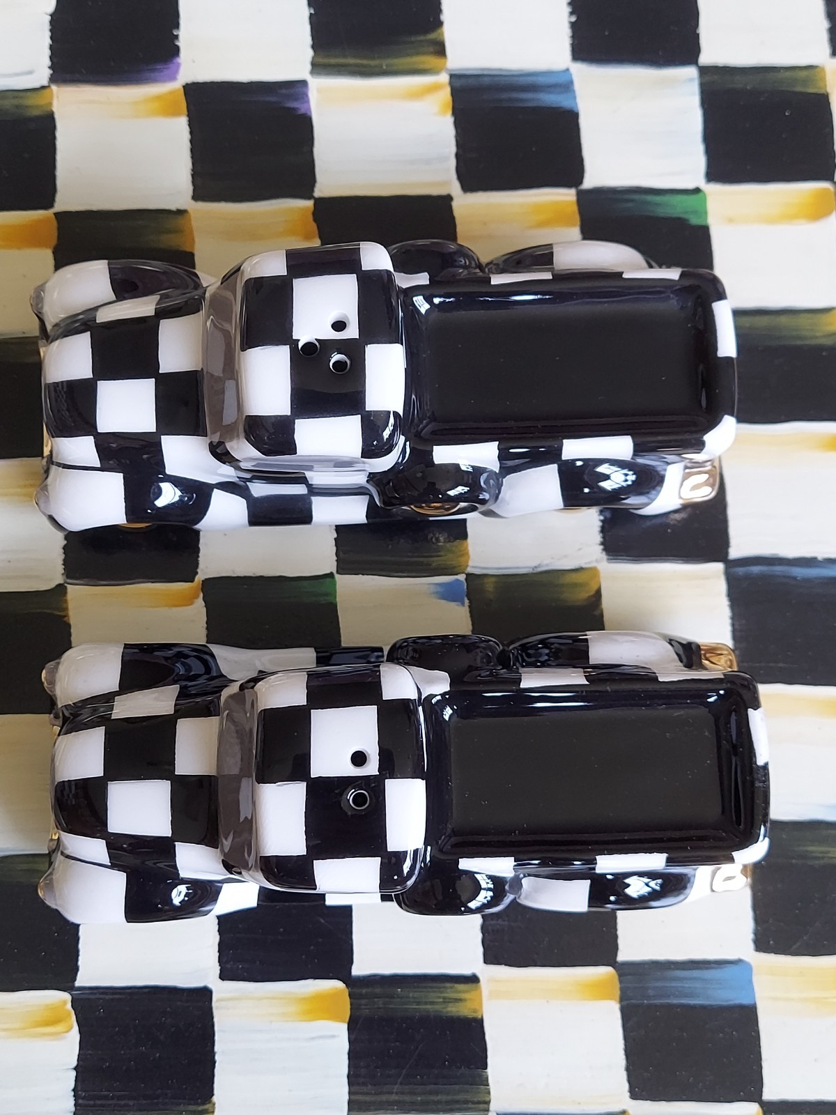 MacKenzie-Childs Courtly Truck Salt And Pepper Shakers