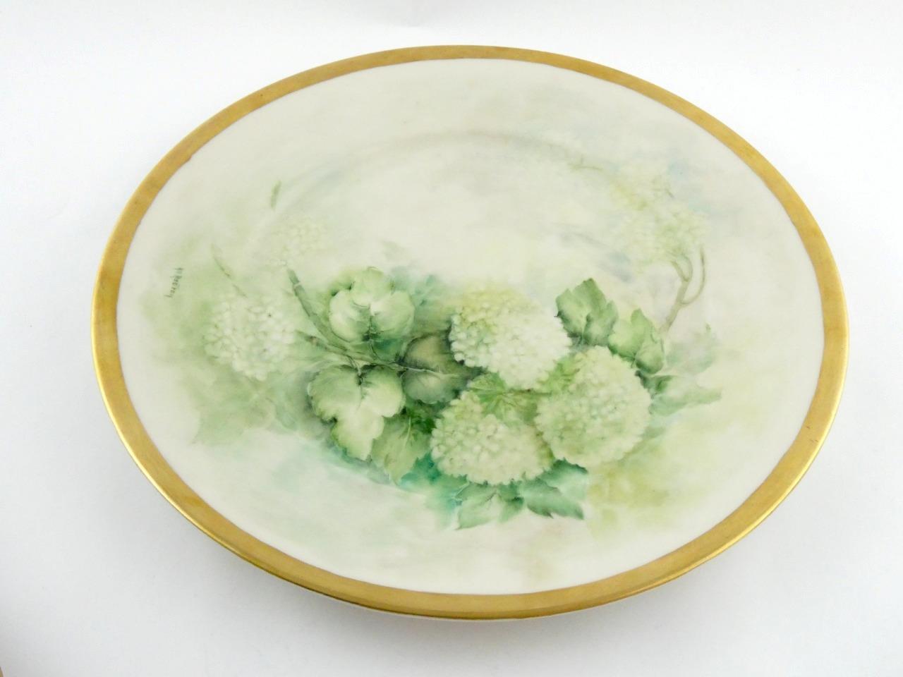 1970s Hand Painted Floral Porcelain 5 Piece Place Setting Hydrangea Signed VGOOD