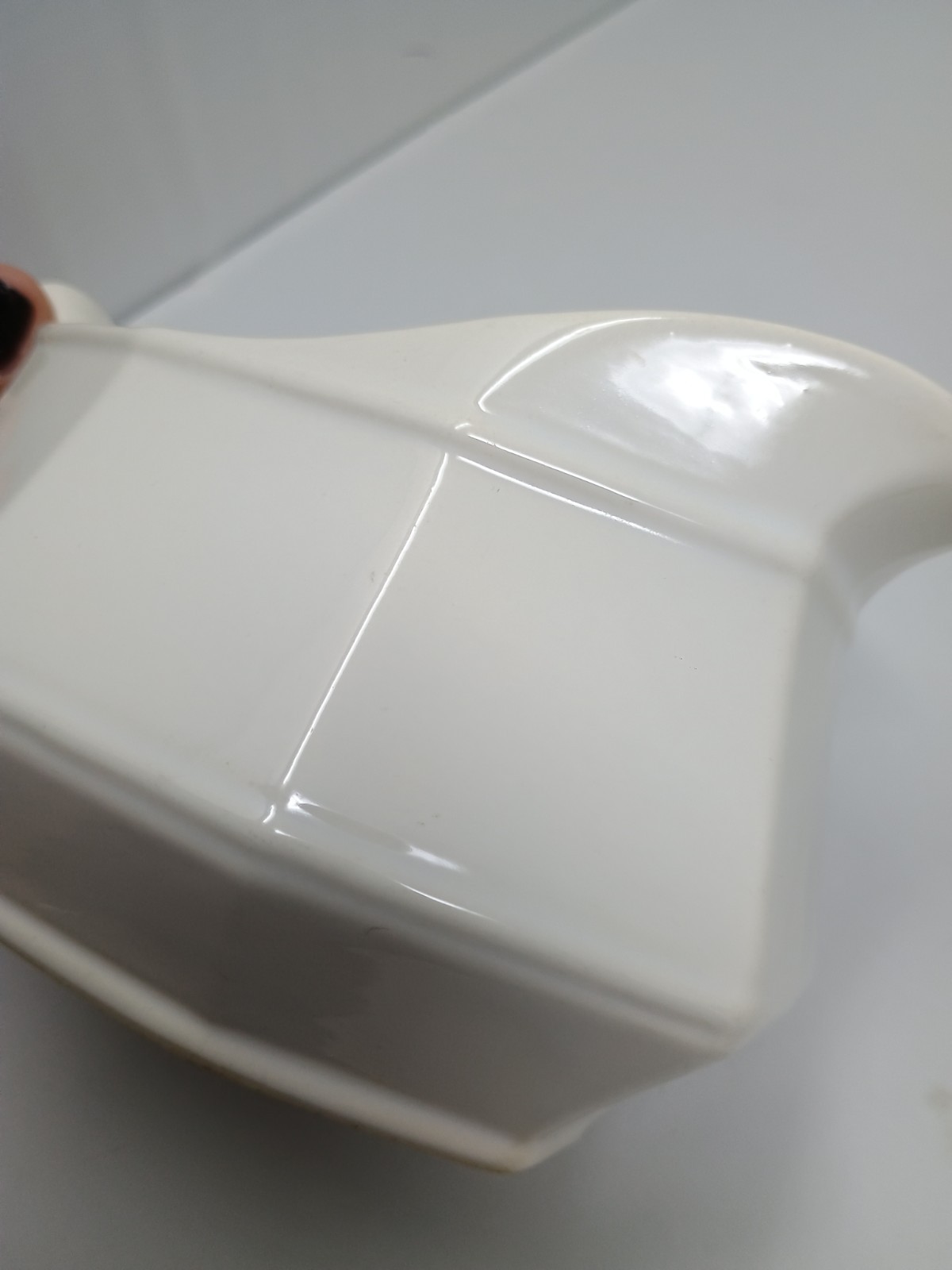 Vintage Homer Laughlin Colonial White Dover Gravy Boat Ivory White Ironstone
