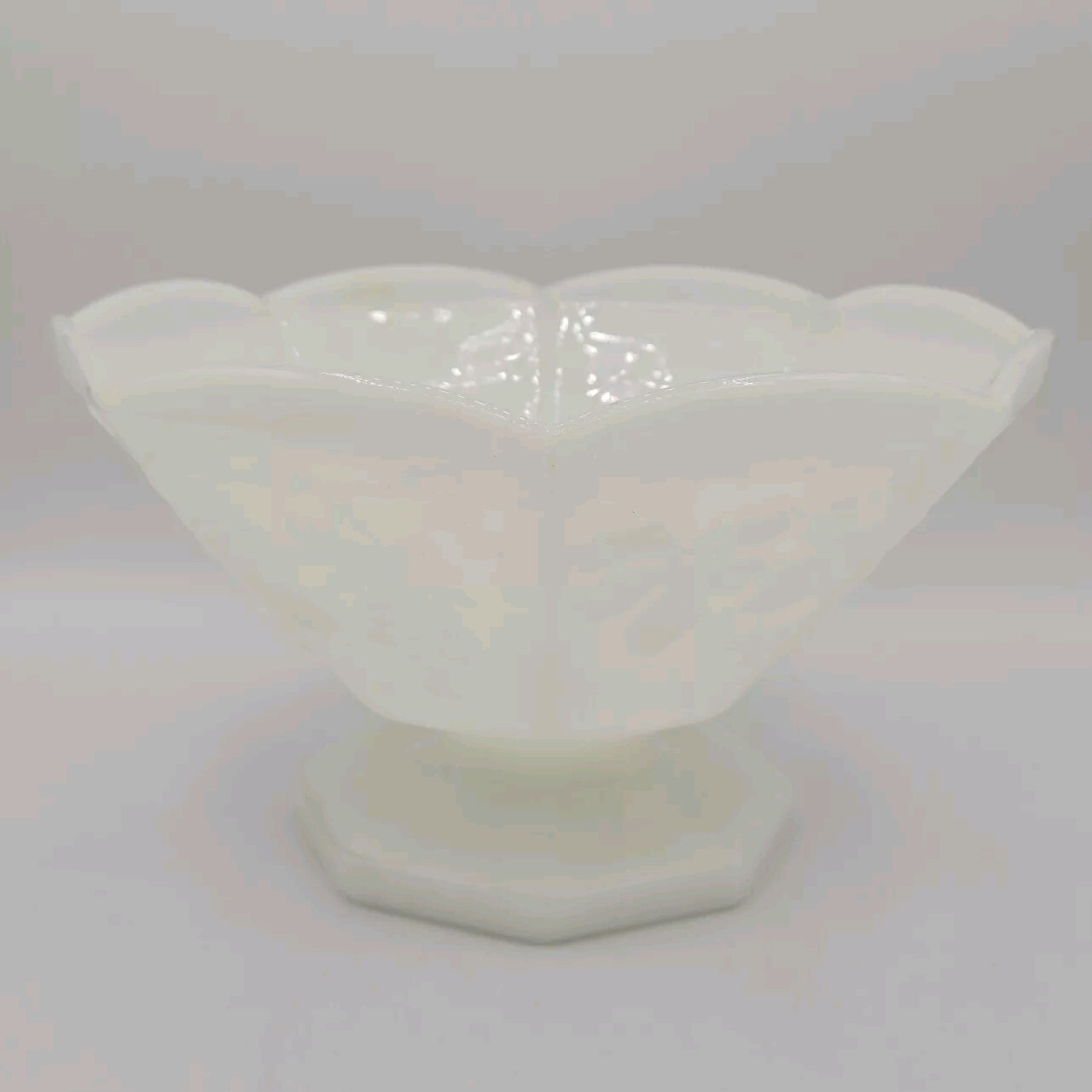 Vintage Indiana Glass Company Milk Glass Pedestal Bowl Grape Vine Collectible