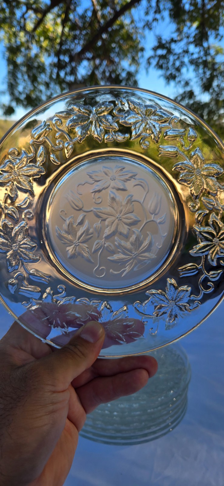 Set of 8x Princess House Fantasia Frosted Glass Crystal 8″ Dessert Salad Plates
